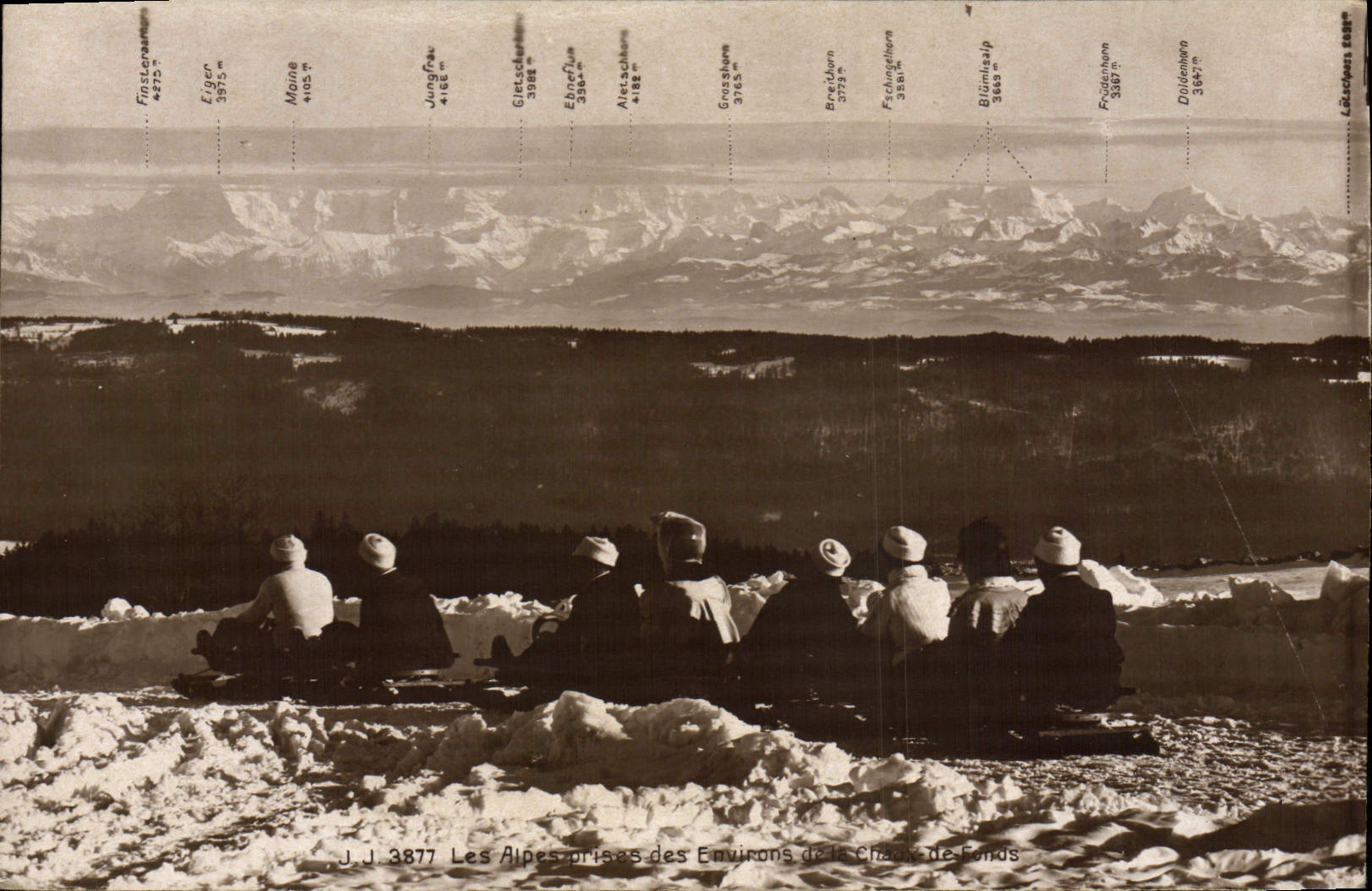 VINTAGE POSTCARD Winter sports Ski Lime the Funds Toboggan