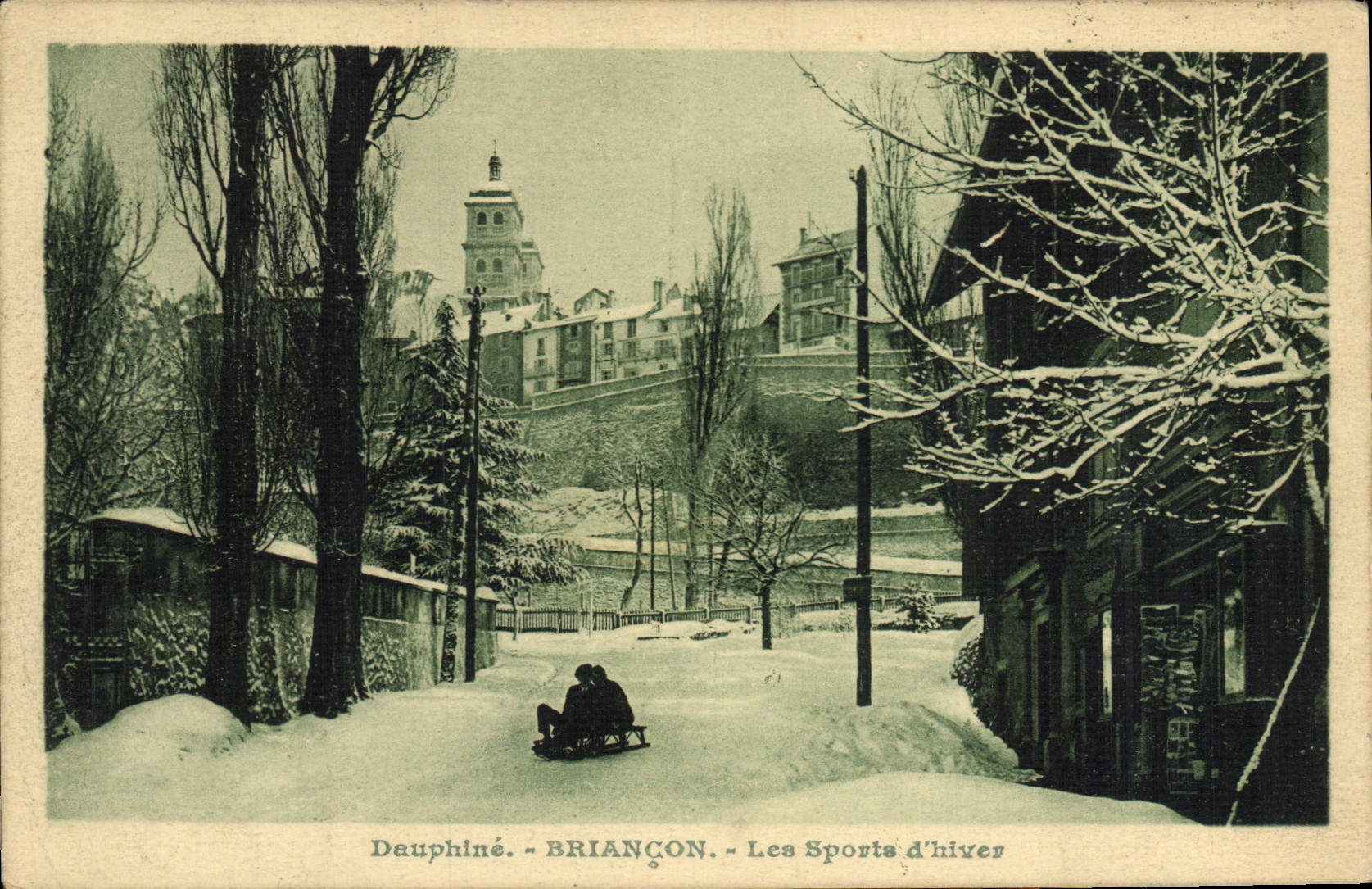 Esquí Briançon de los deportes de invierno de Dauphine de la POSTAL de la VENDIMIA