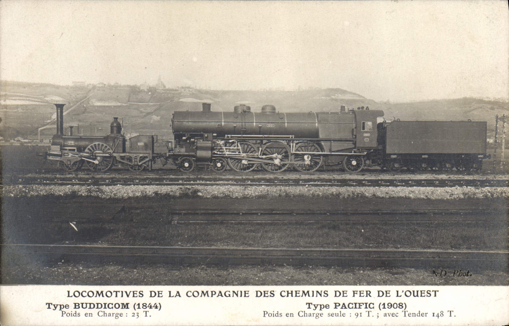 VINTAGE POSTCARD Train Engine of the Company of the Railroads of the Standard West Buddicom Pacific