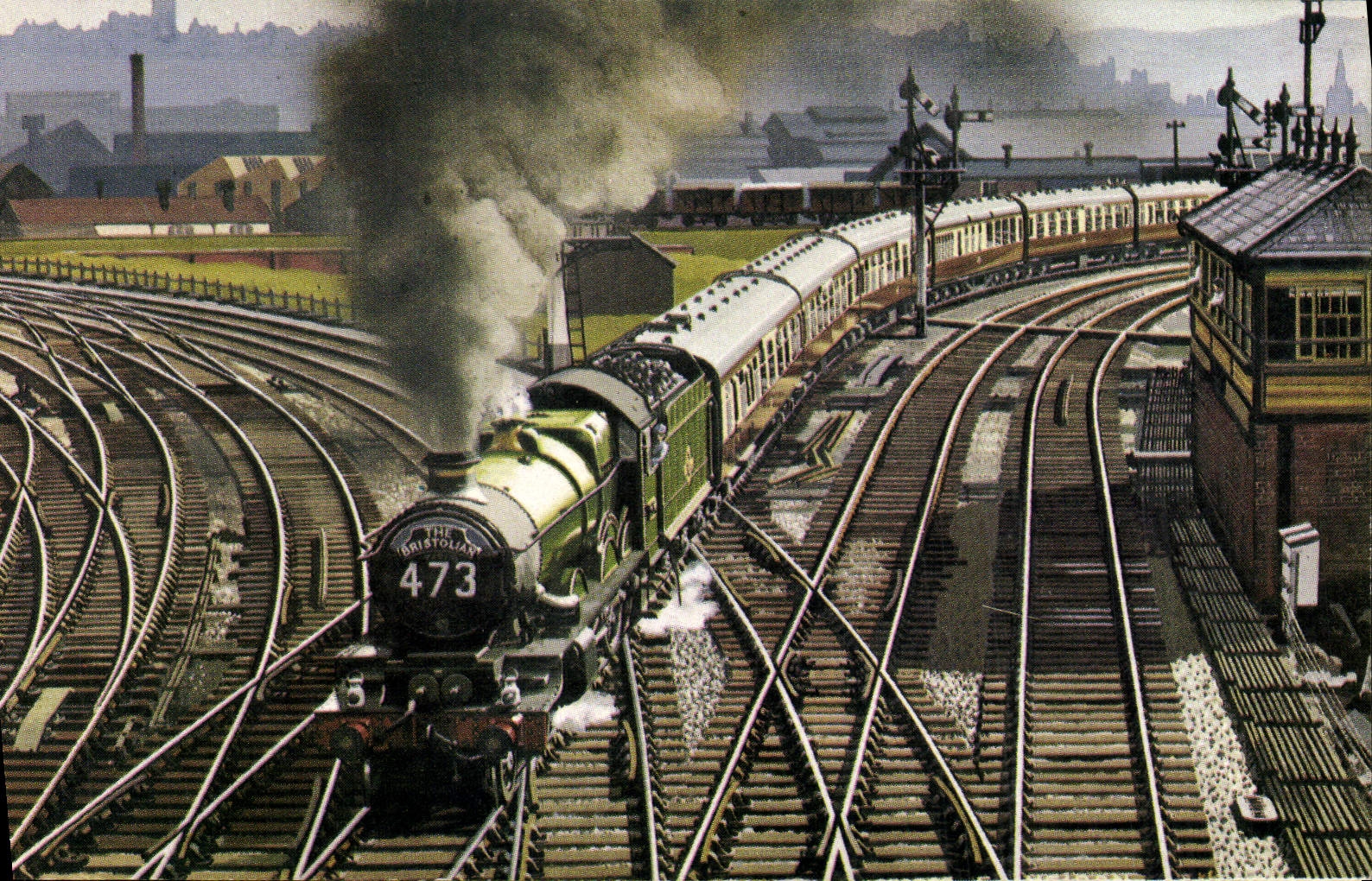 VINTAGE POSTCARD Train Engine The up Bristolian headed by has castle calss 4 6 0