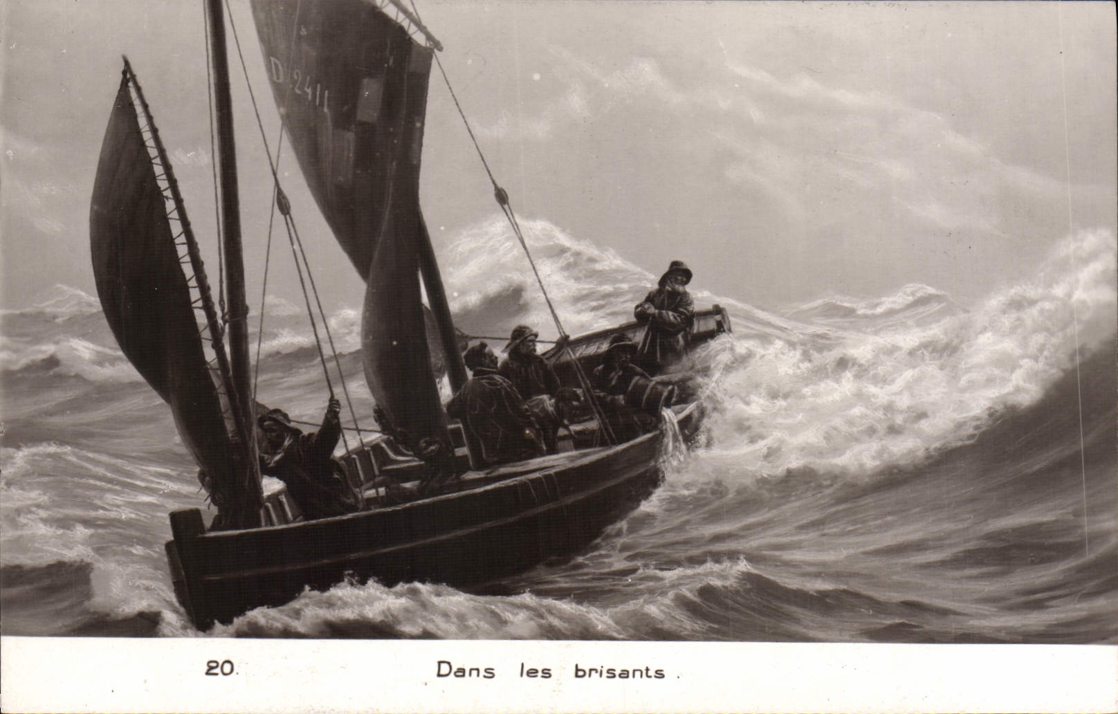 CPA Bateau Voilier Dans les brisants