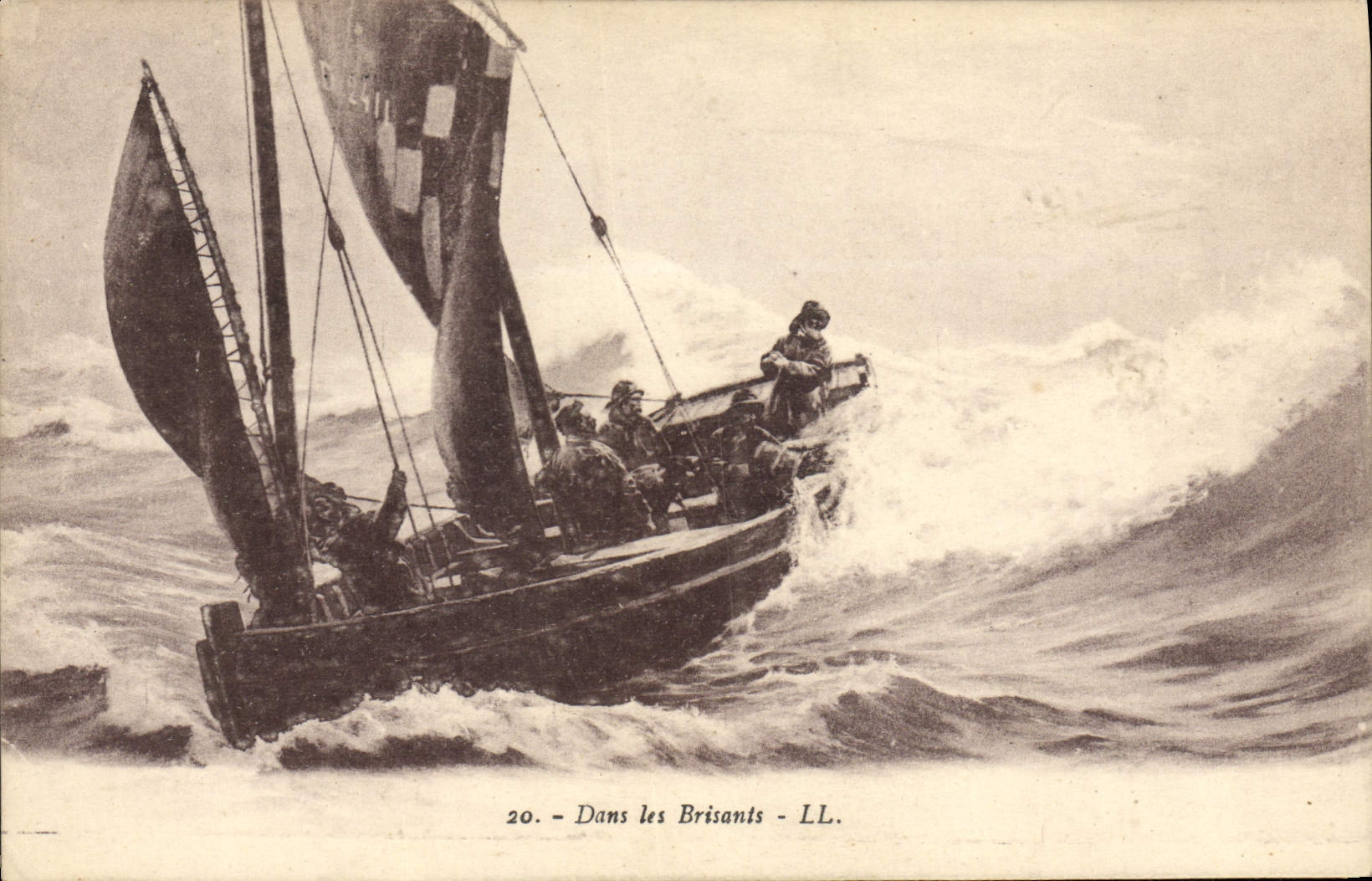 CPA Bateau Voilier Dans les brisants