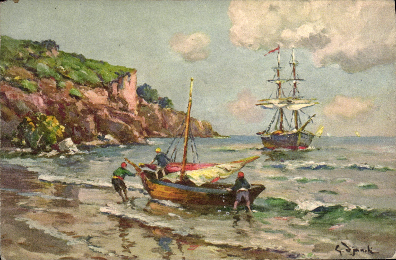 VINTAGE POSTCARD Sailing Boat Boats of the Mediterranean