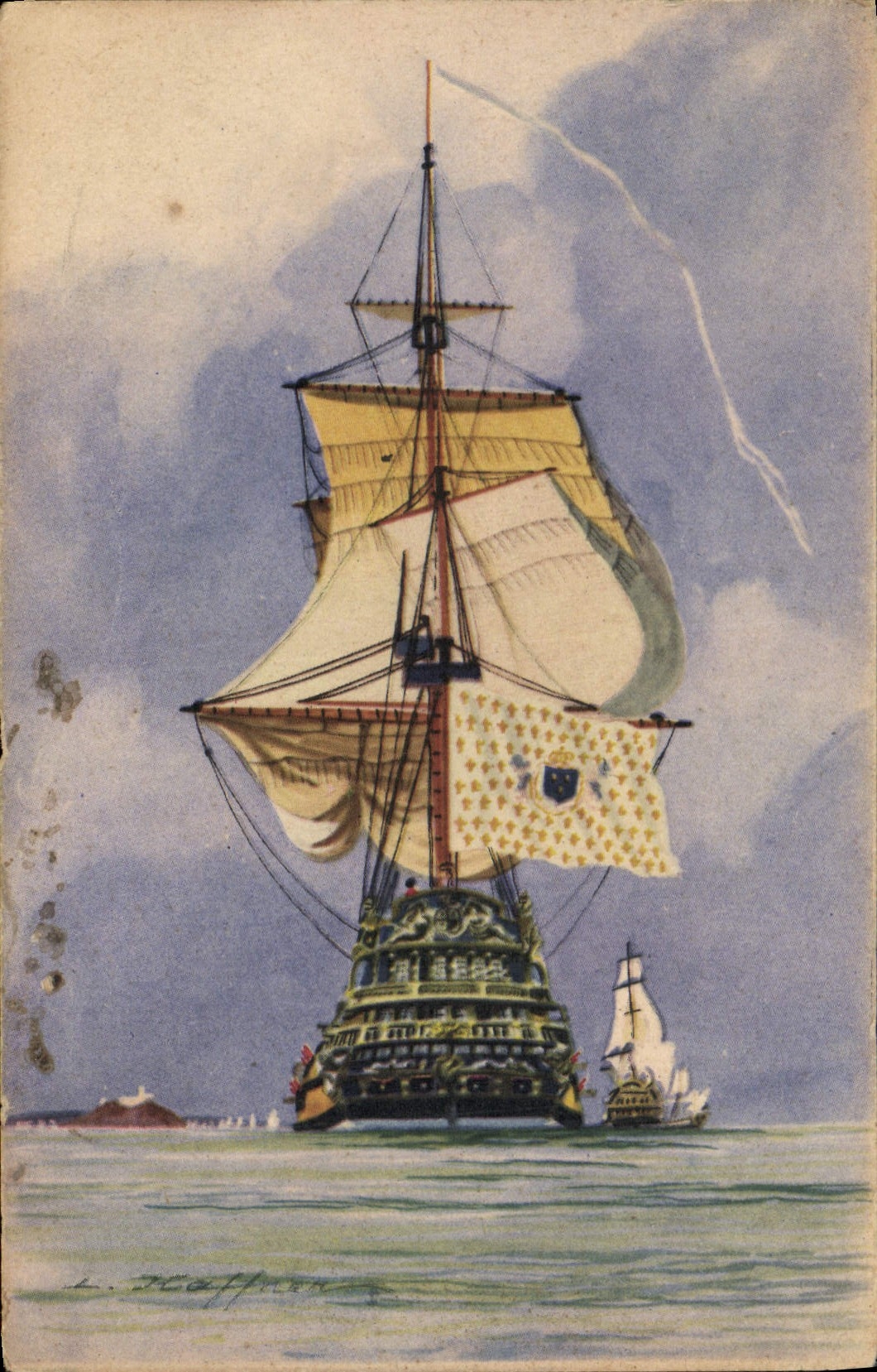 CPA Bateau Voilier L'arrrivee au mouillage