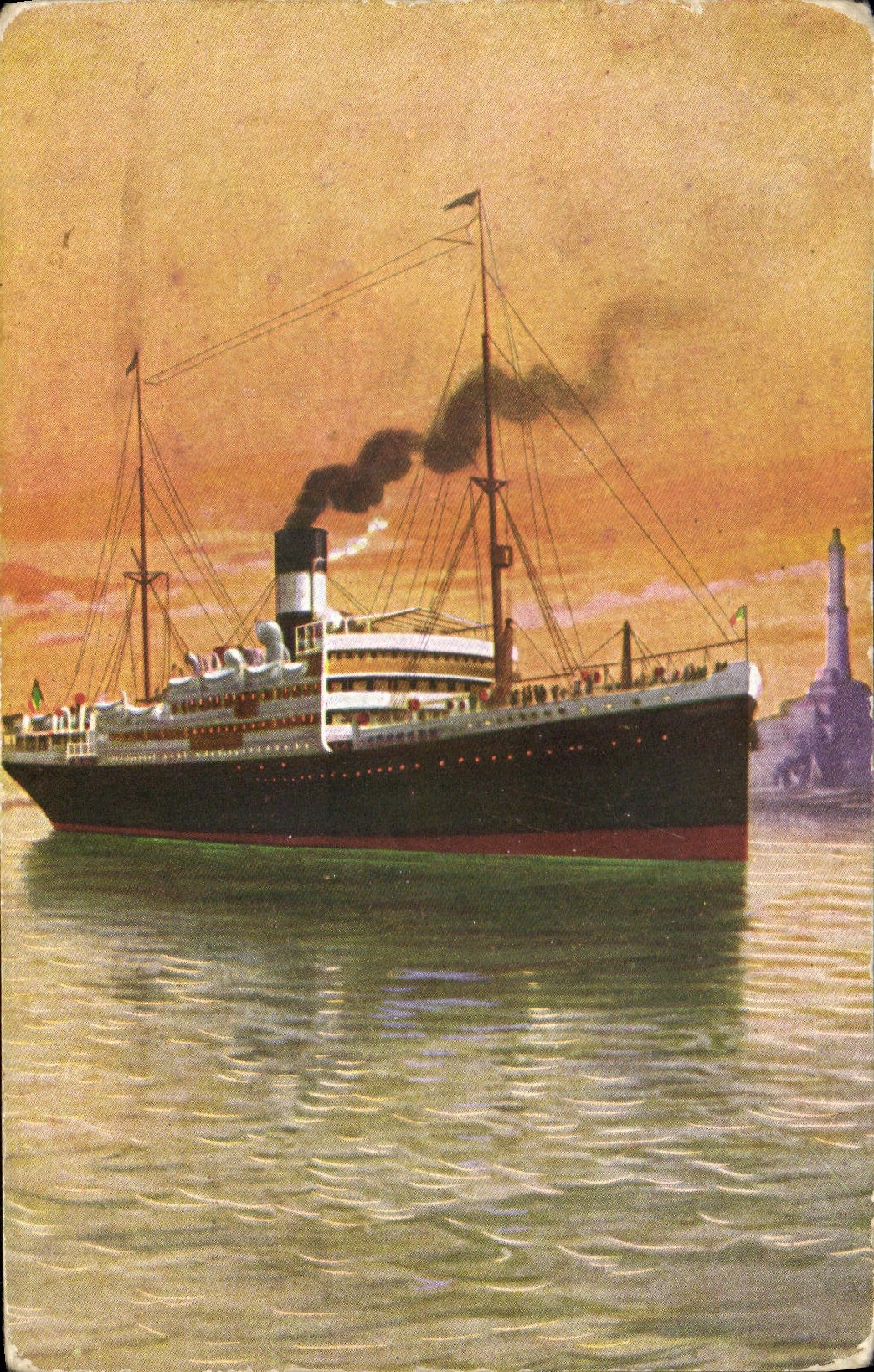 VINTAGE POSTCARD Boat Taormina Eliche