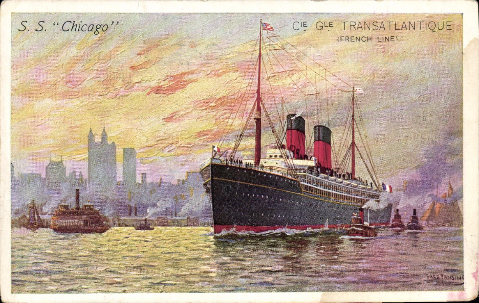 CPA Bateau SS Chicago Cie Gle Transatlantique 
