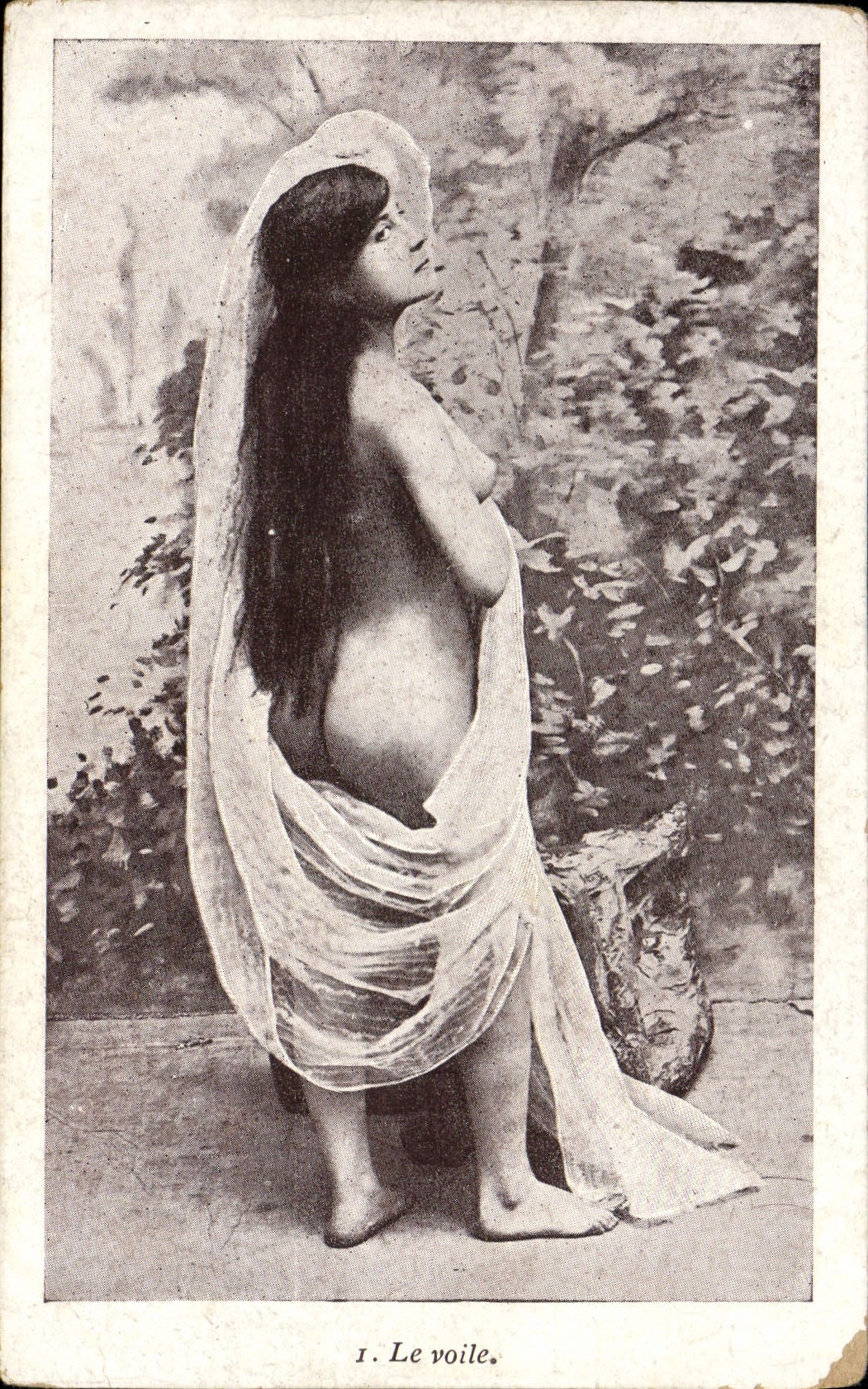 VINTAGE POSTCARD Naked erotic Woman the veil