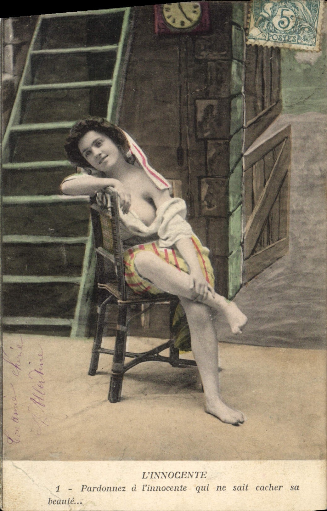 VINTAGE POSTCARD Naked erotic Woman the innocent one