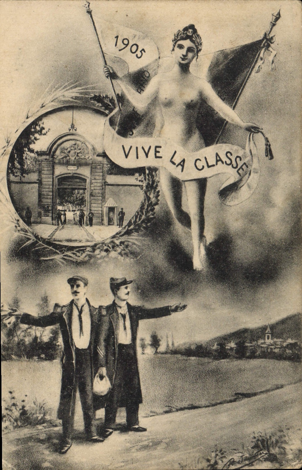 CPA Militaria vive la classe