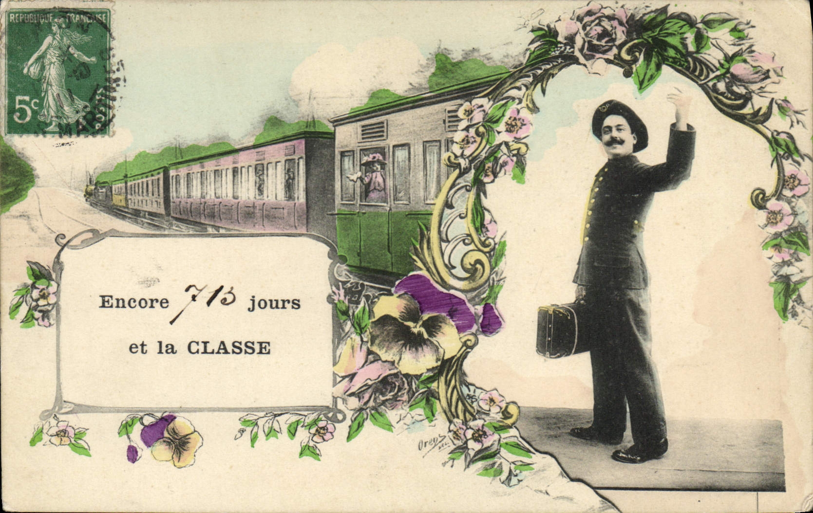 CPA Militaria Train Encore 713 jours et la classe