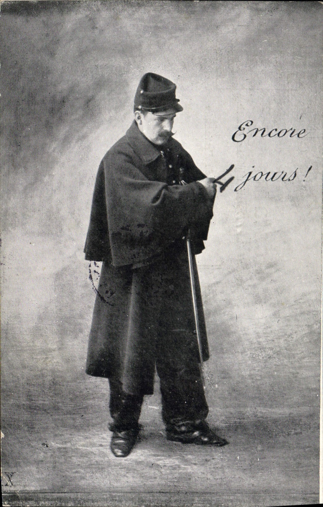 Todavía soldado de Militaria de la POSTAL de la VENDIMIA 4 días