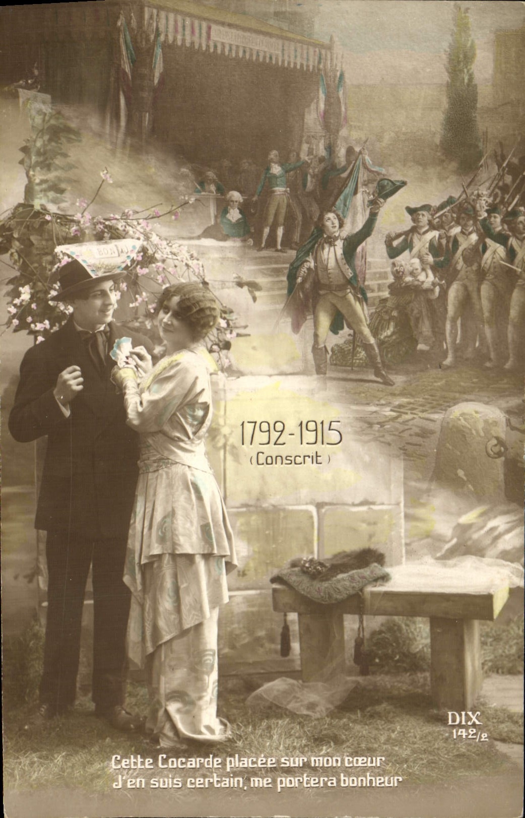 CPA Militaria Femme 1792 1915 Cocarde