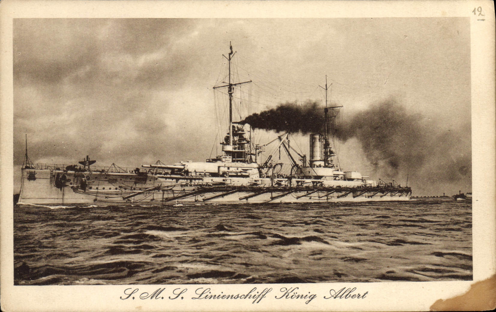 VINTAGE POSTCARD Boat War SMS Linienschuff Konig Albert