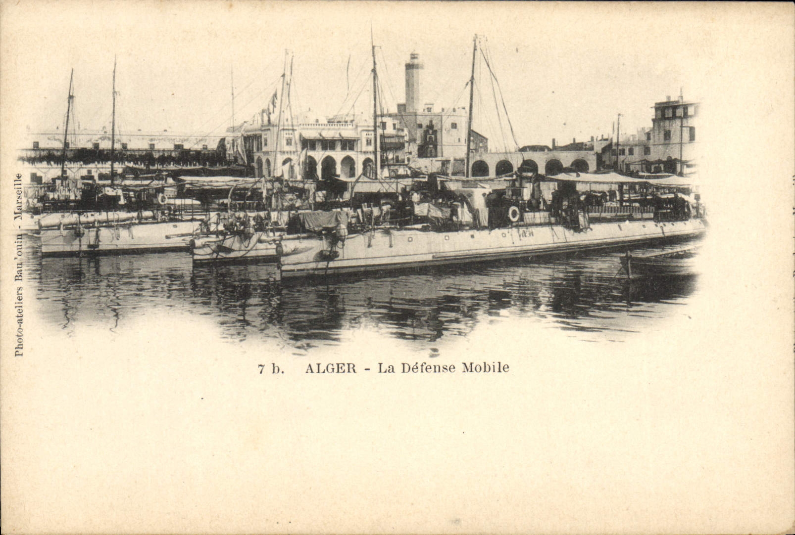 CPA Bateau Guerre Alger La defense mobile 