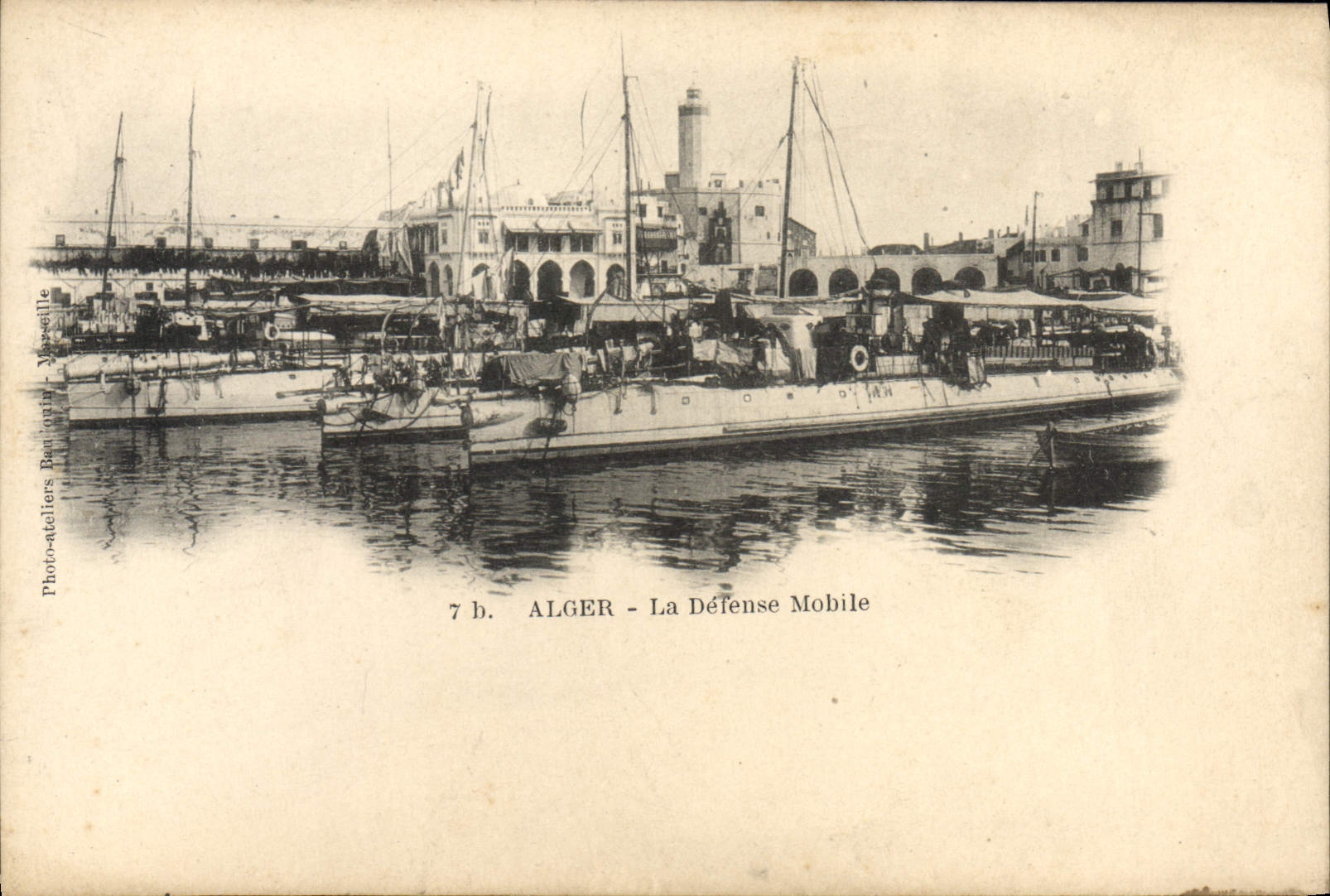 CPA Bateau Guerre Alger La defense mobile 