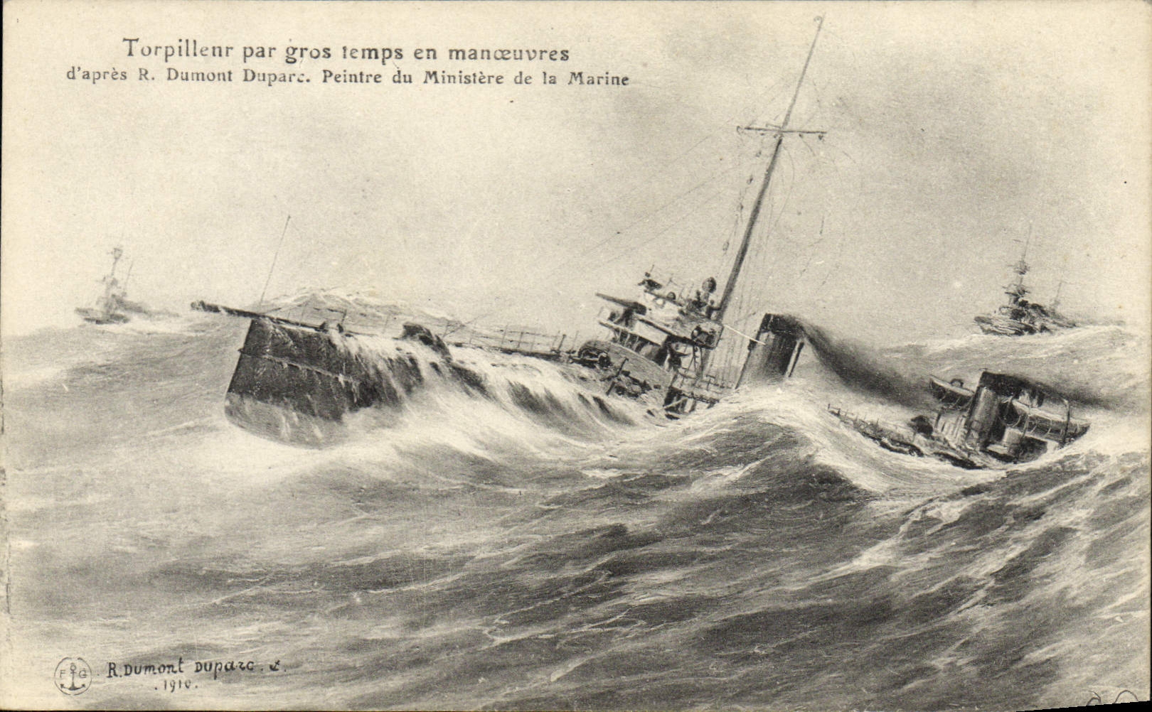 CPA Bateau Guerre Torpilleur par gros temps en manoeuvres
