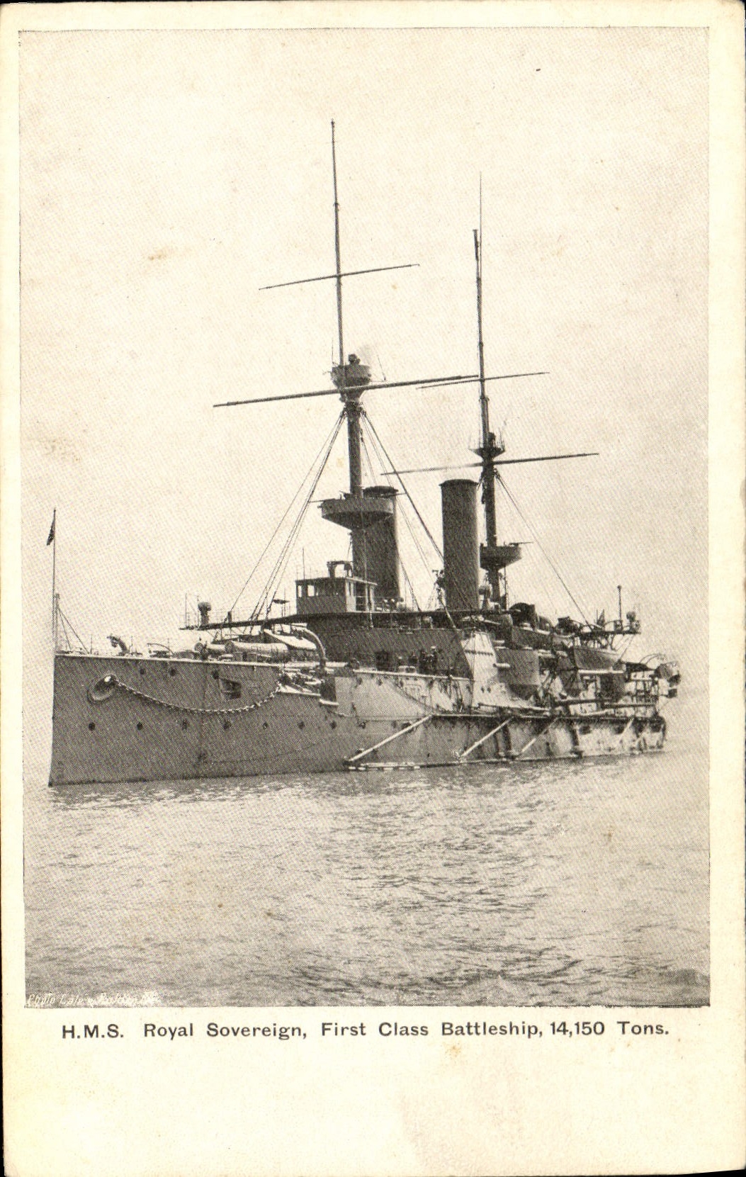 VINTAGE POSTCARD Boat Royal War HMS Sovereign First class battleship