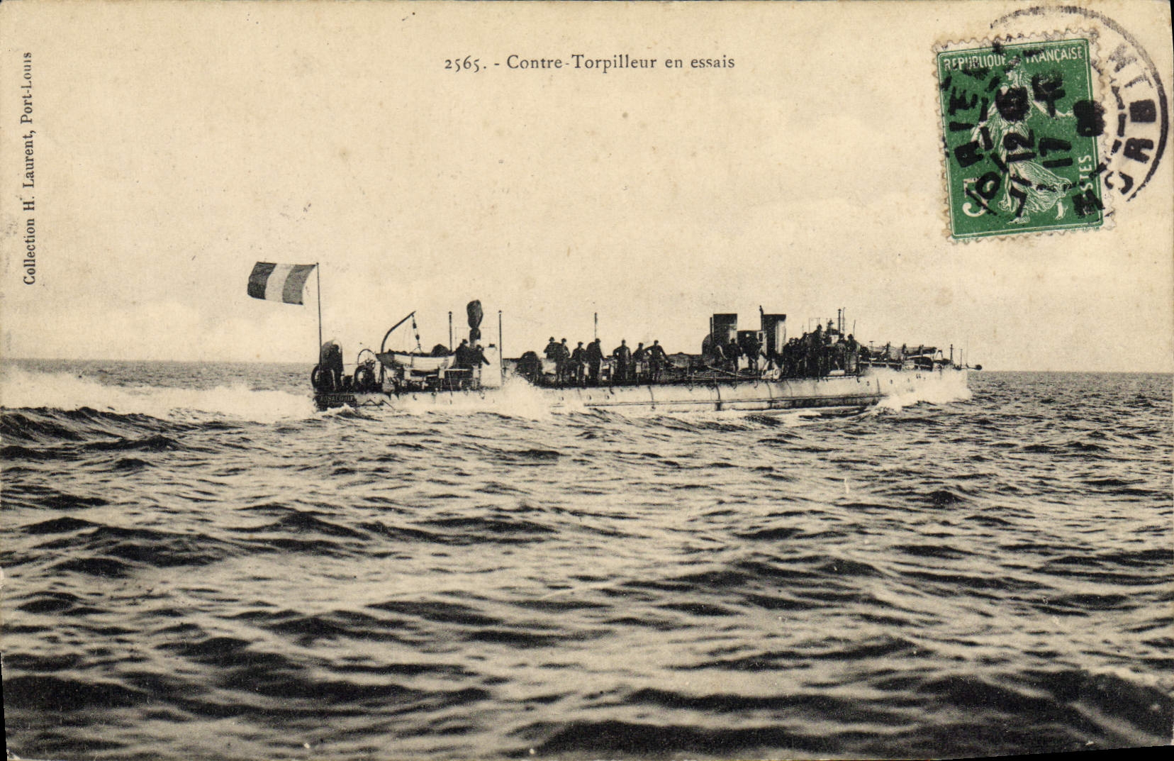 CPA Bateau Guerre Contre torpilleur en essais