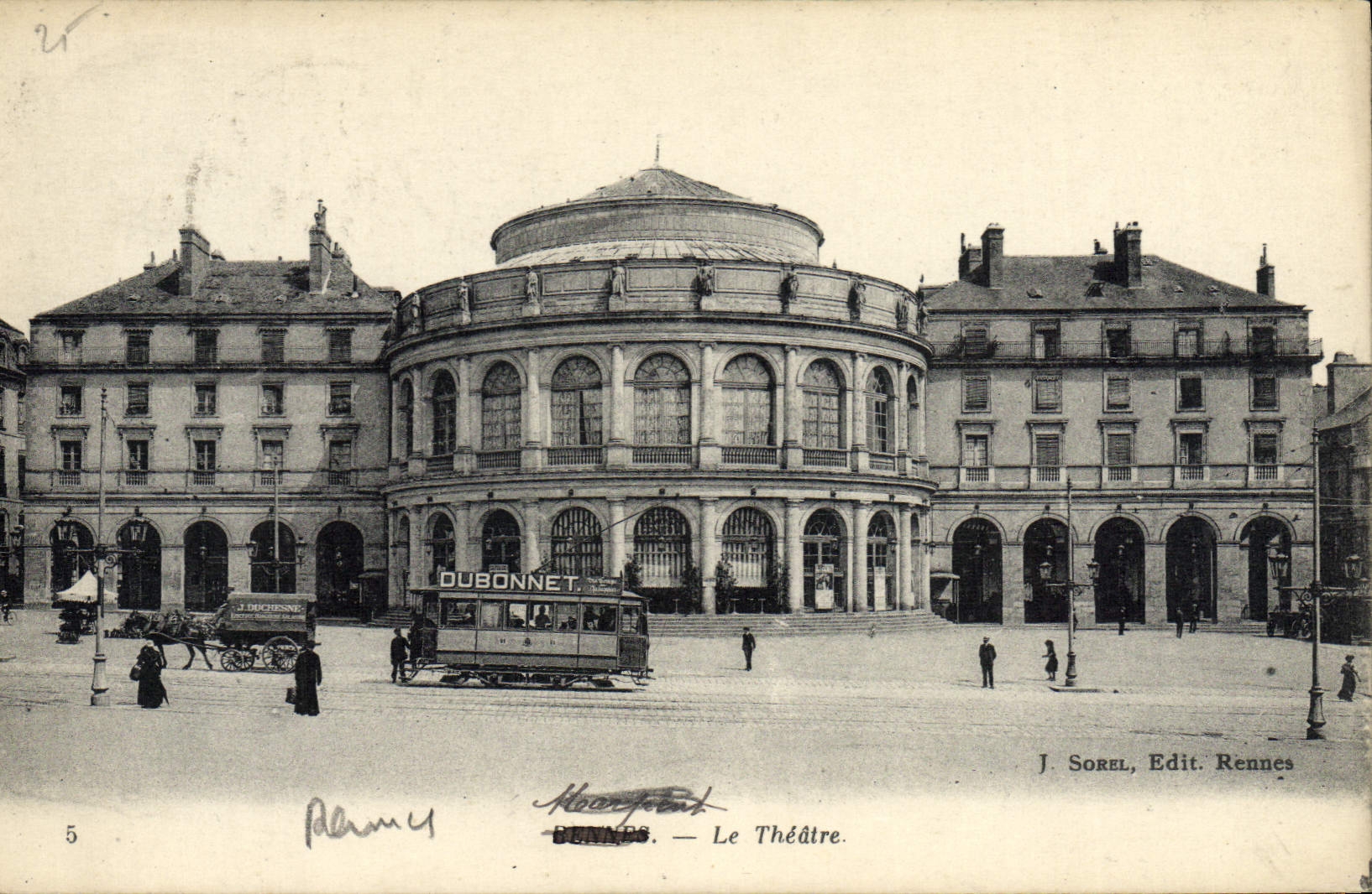 VINTAGE POSTCARD Theater Rennes Theater