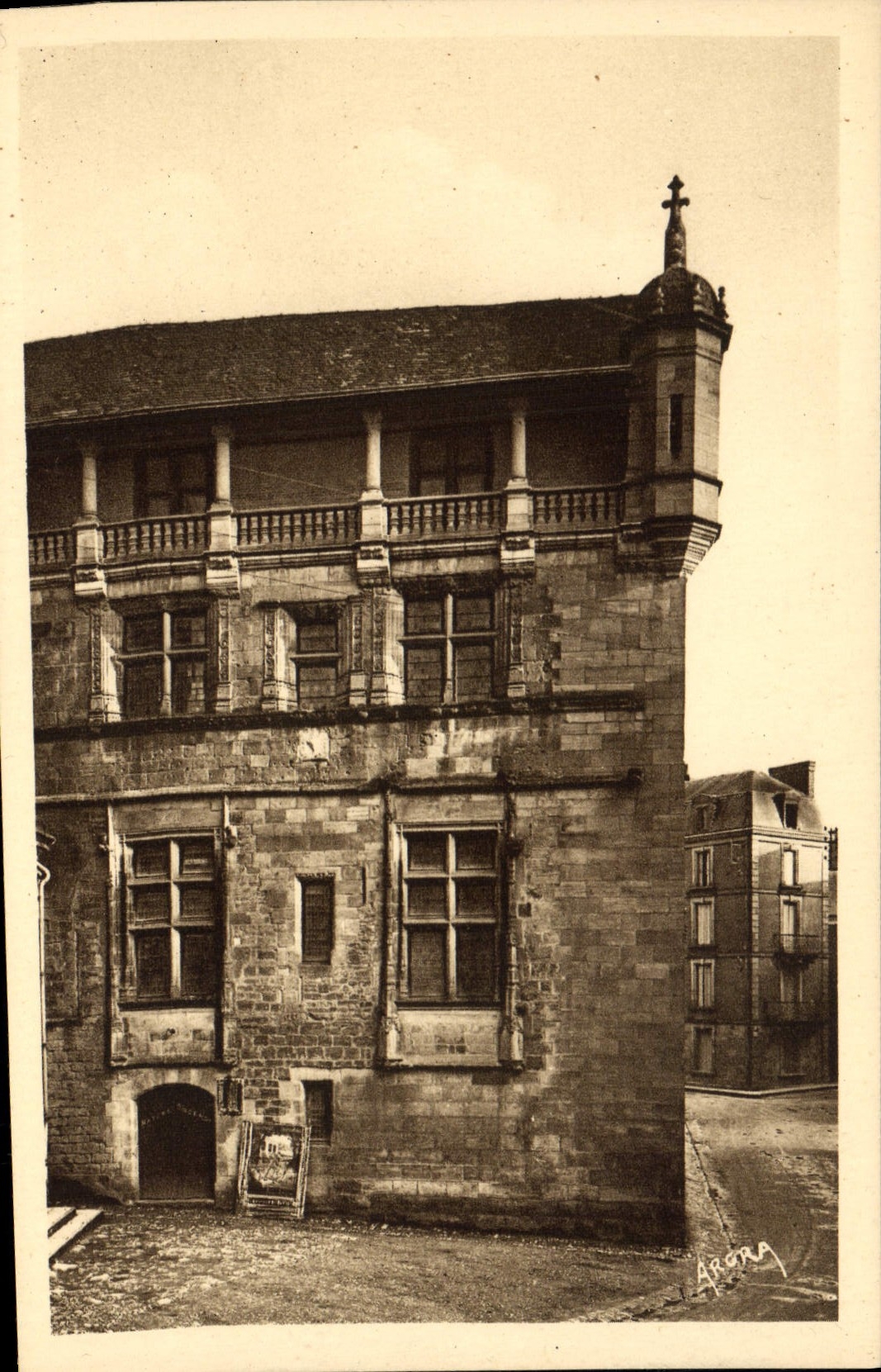 VINTAGE POSTCARD Old Sarlat eveche Today Theater