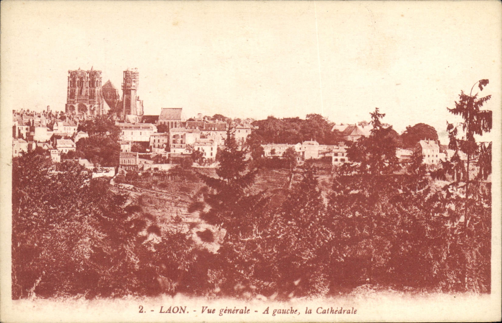 VINTAGE POSTCARD Laon View on the left the cathedral