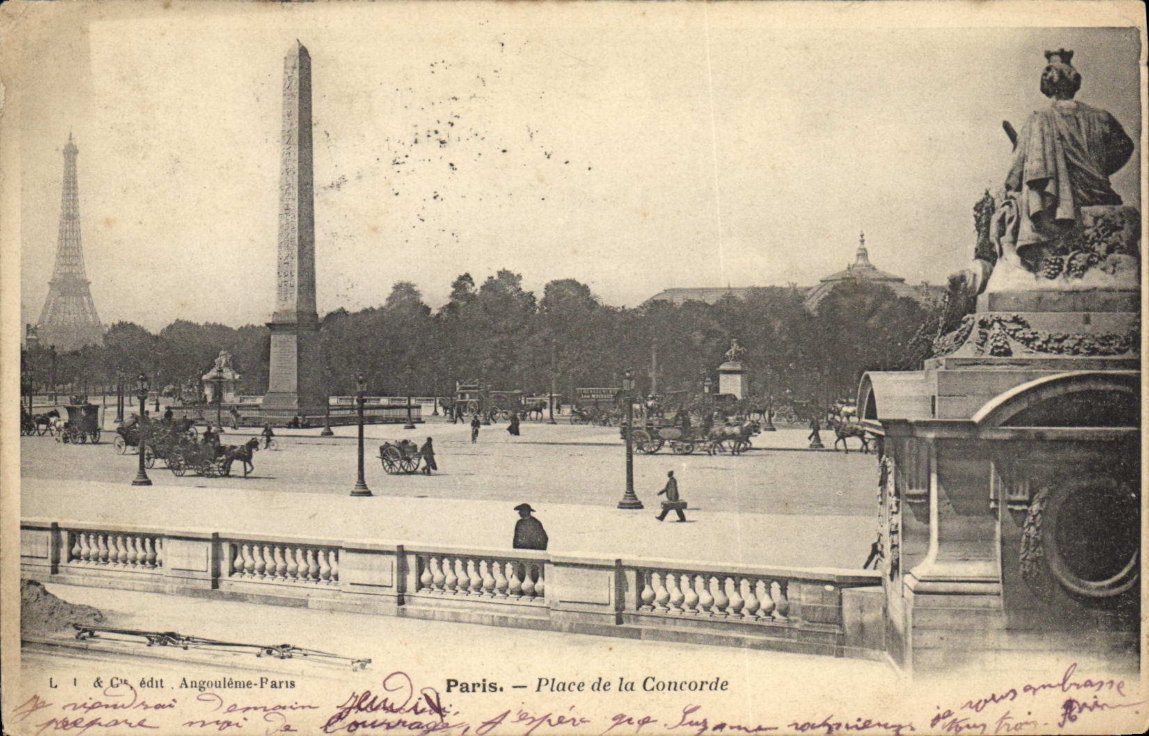 CPA Paris Place de la Concorde Tour Eiffel
