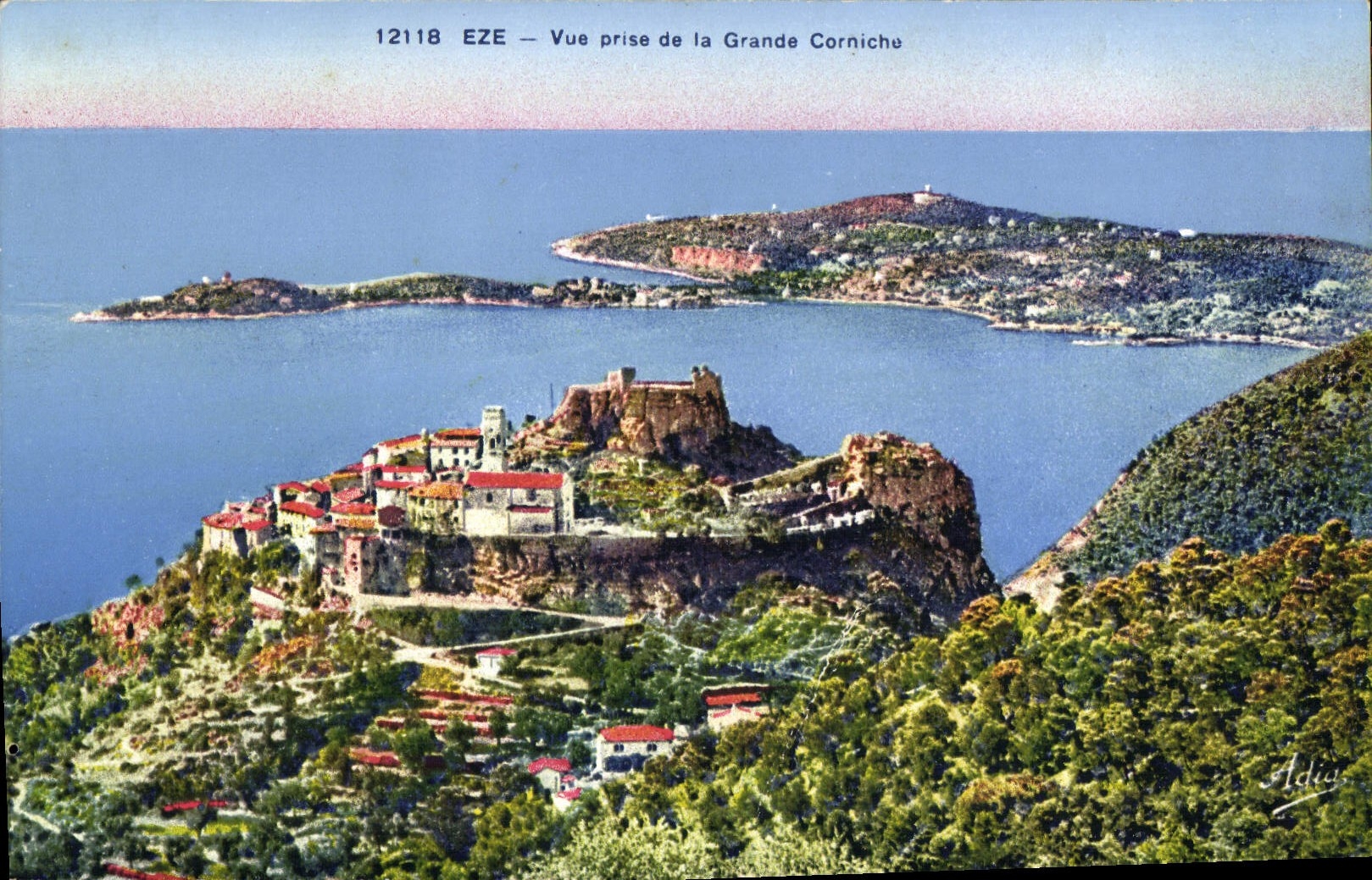Dimensión de la POSTAL de la VENDIMIA del azul de Eze vista de la cornisa grande