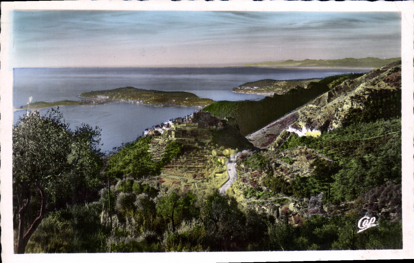 POSTAL Eze de la VENDIMIA el cabo Ferrat y Esterel vistos de la cornisa grande