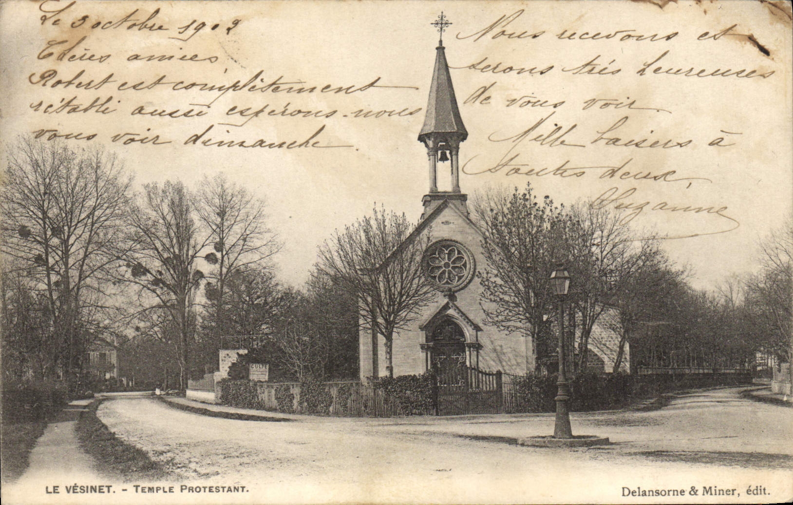 Templo del Protestant de Vesinet de la POSTAL de la VENDIMIA