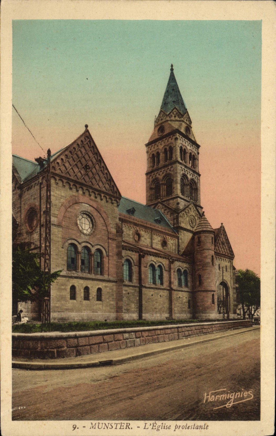 POSTAL Munster de la VENDIMIA la iglesia protestante