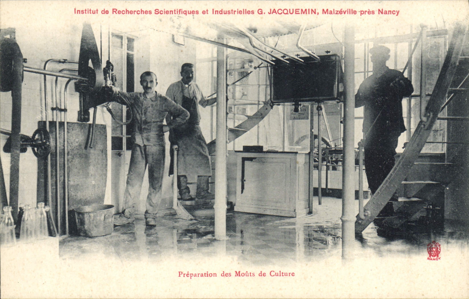 VINTAGE POSTCARD Preparation of musts of culture Research institute scientists Jacquemin Malzeville close Nancy