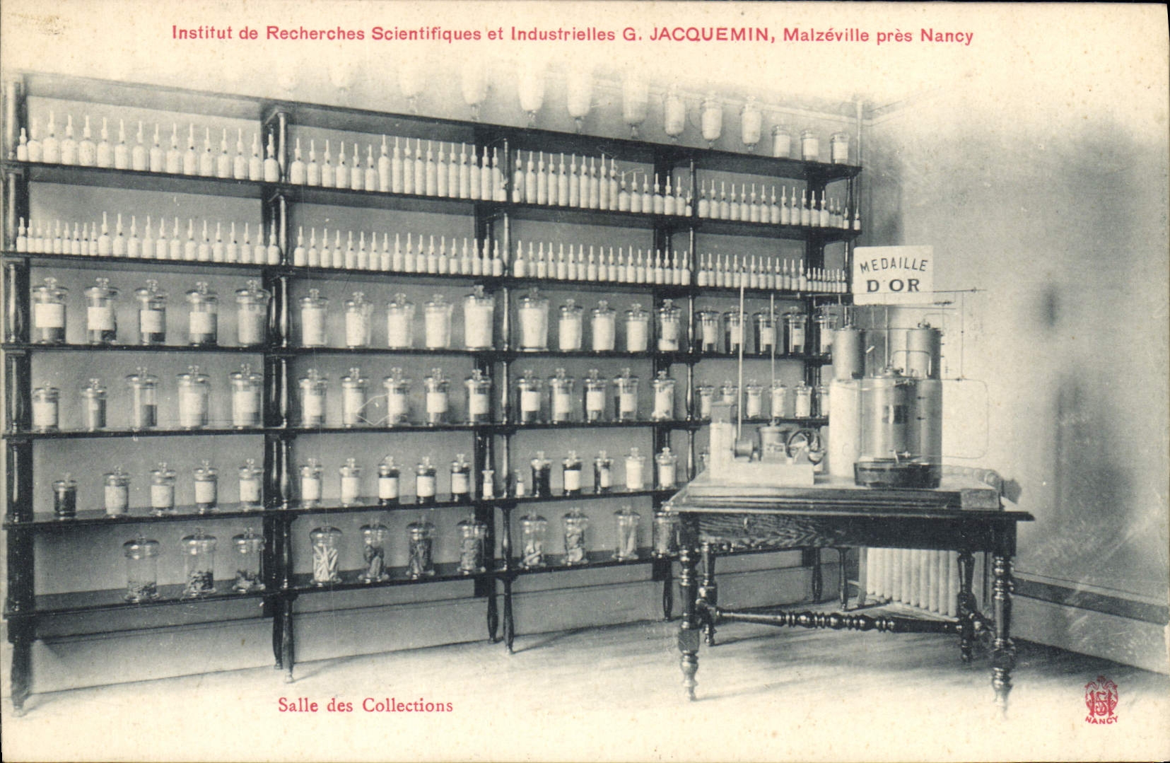 VINTAGE POSTCARD Room of the collections Research institute scientists Jacquemin Malzeville close Nancy