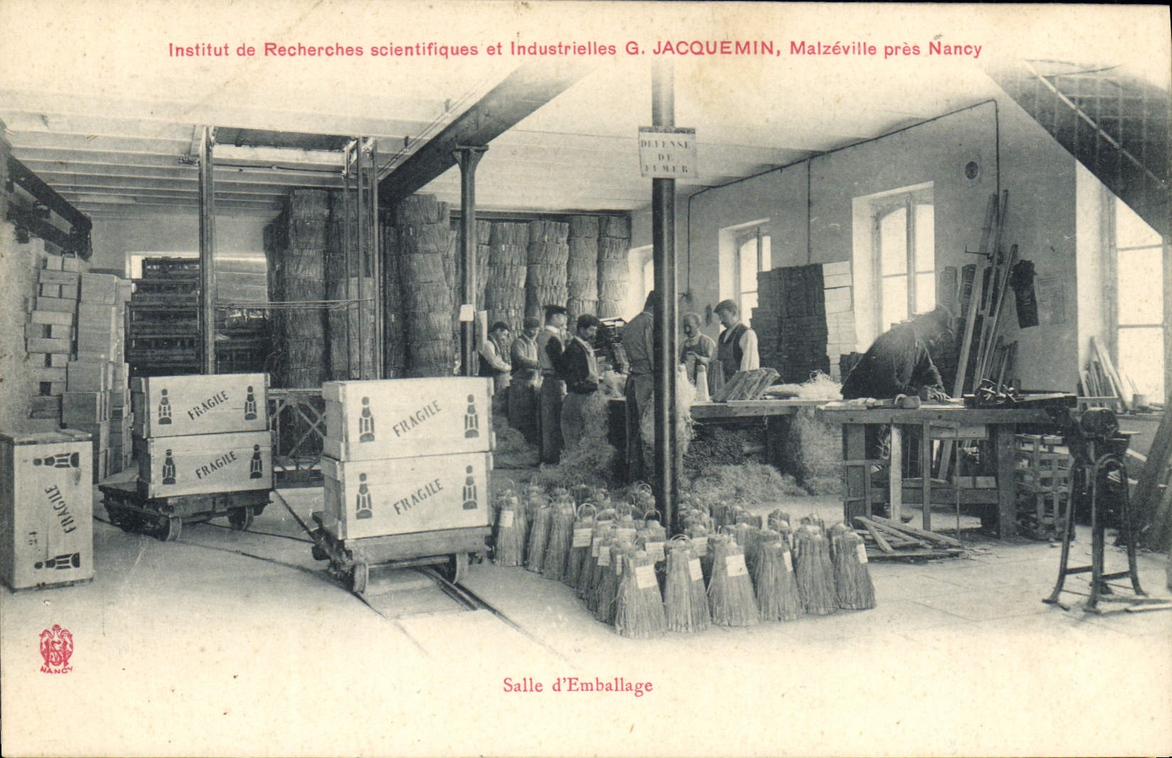 VINTAGE POSTCARD Room of packing Research institute scientists Jacquemin Malzeville close Nancy