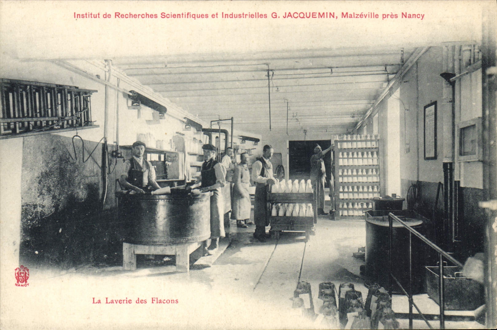 VINTAGE POSTCARD the laundry of the bottles Research institute scientists Jacquemin Malzeville close Nancy