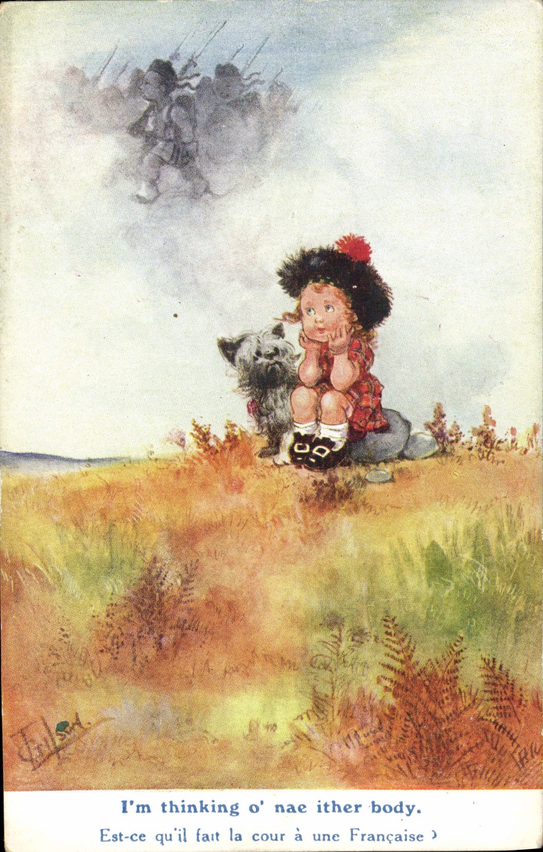 CPA Illustrateur Enfant Chien