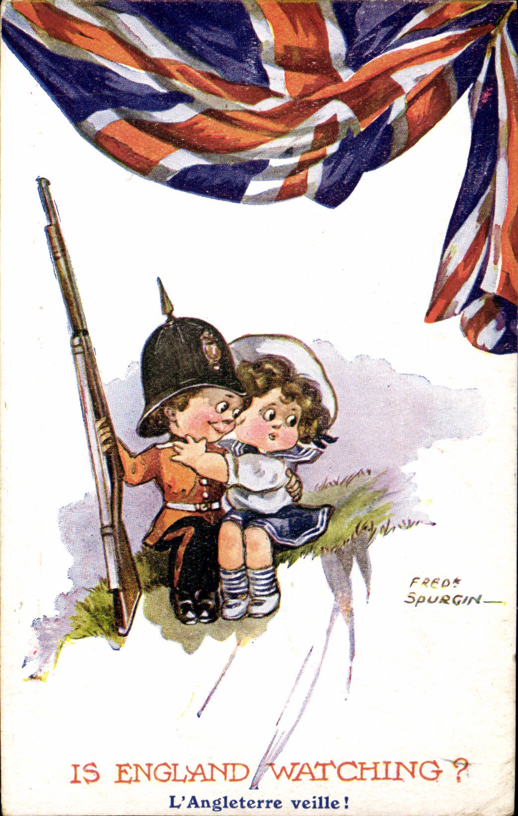 VINTAGE POSTCARD Illustrator Children Militaria Fred Spurgin