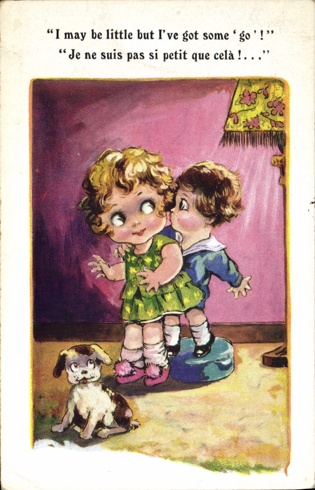 CPA Illustrateur Enfants Chien