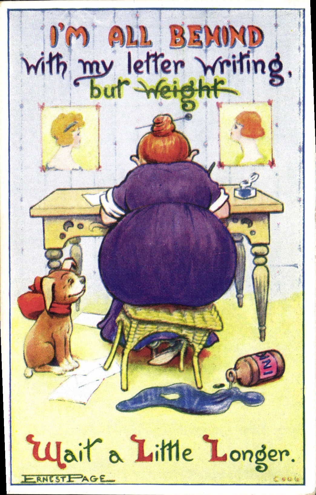 CPA Illustrateur Ernest Page I'm all bemind Chien