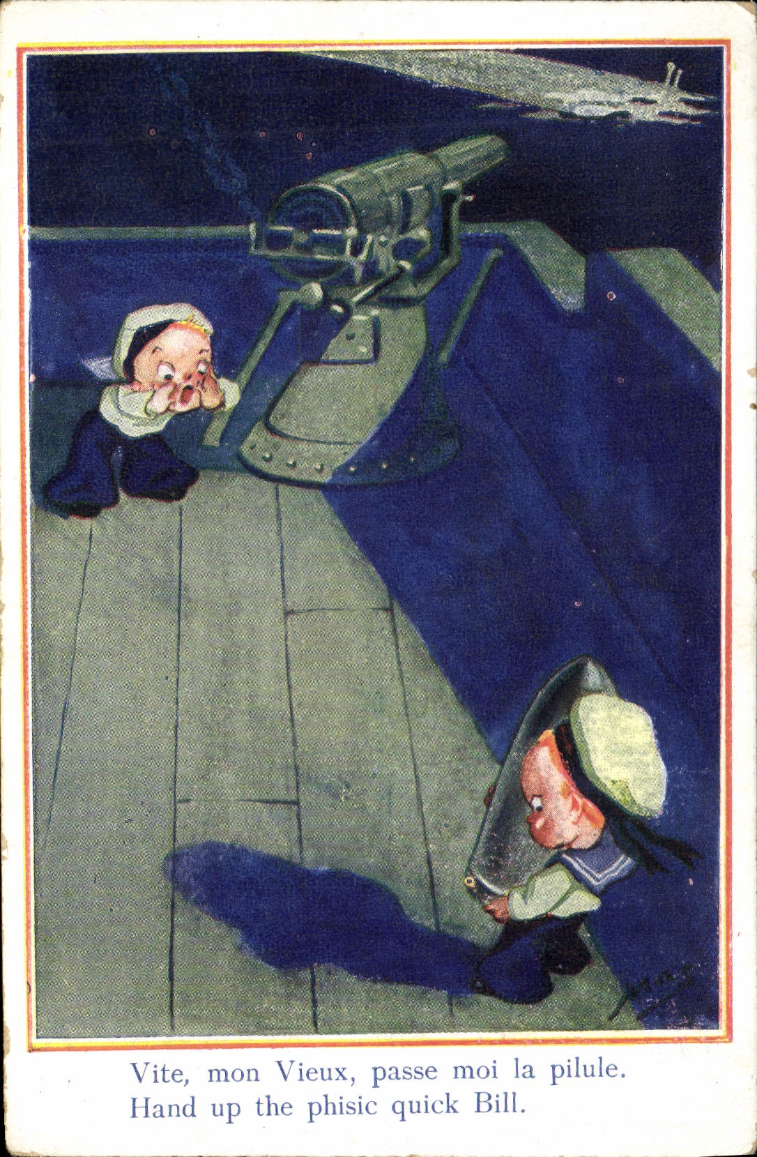 CPA Illustrateur Enfants Canon 