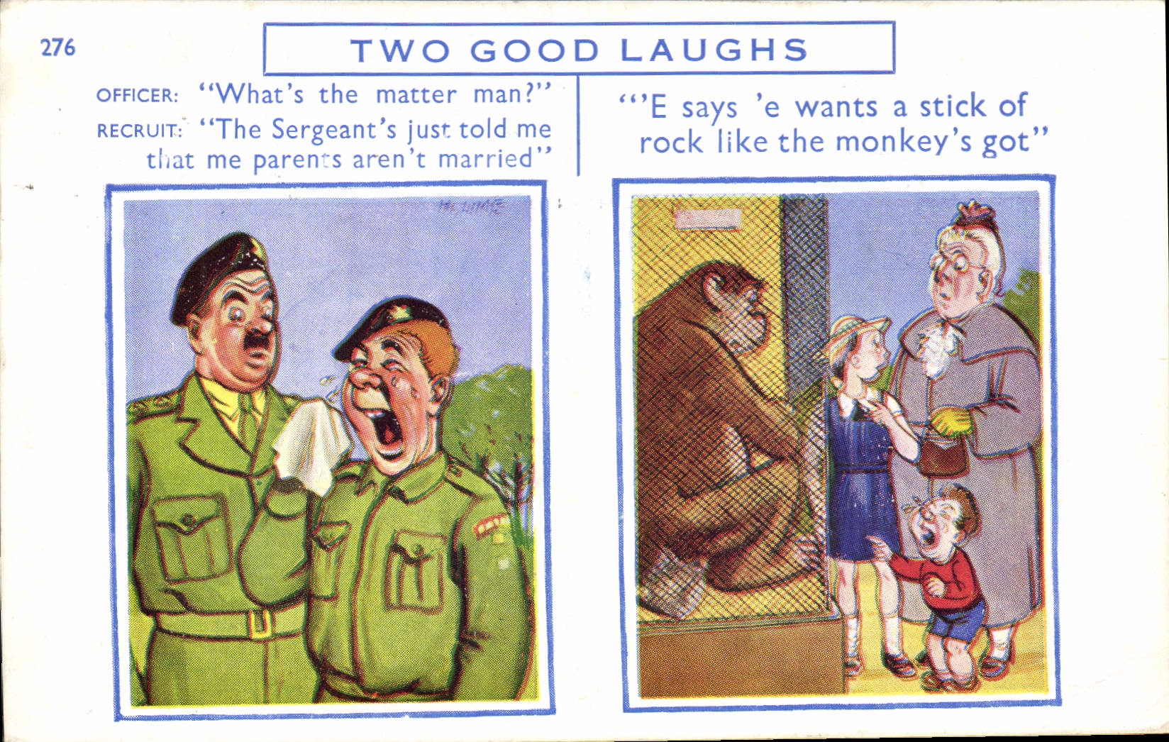 CPA Illustrateur Two good laughs Soldat Miltiaria Singe Gorille Enfant