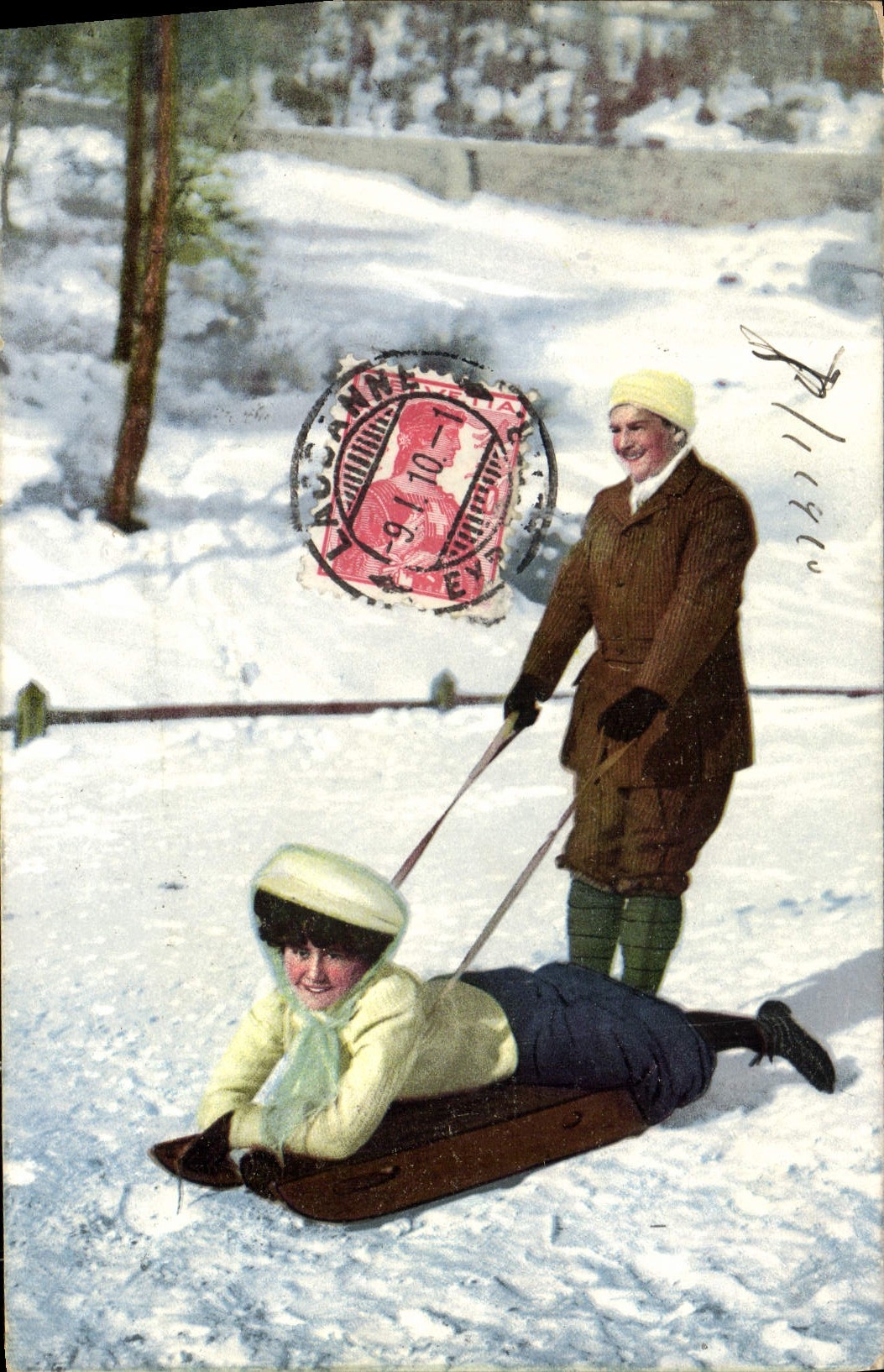 CPA Sports d'hiver Ski Femme Luge