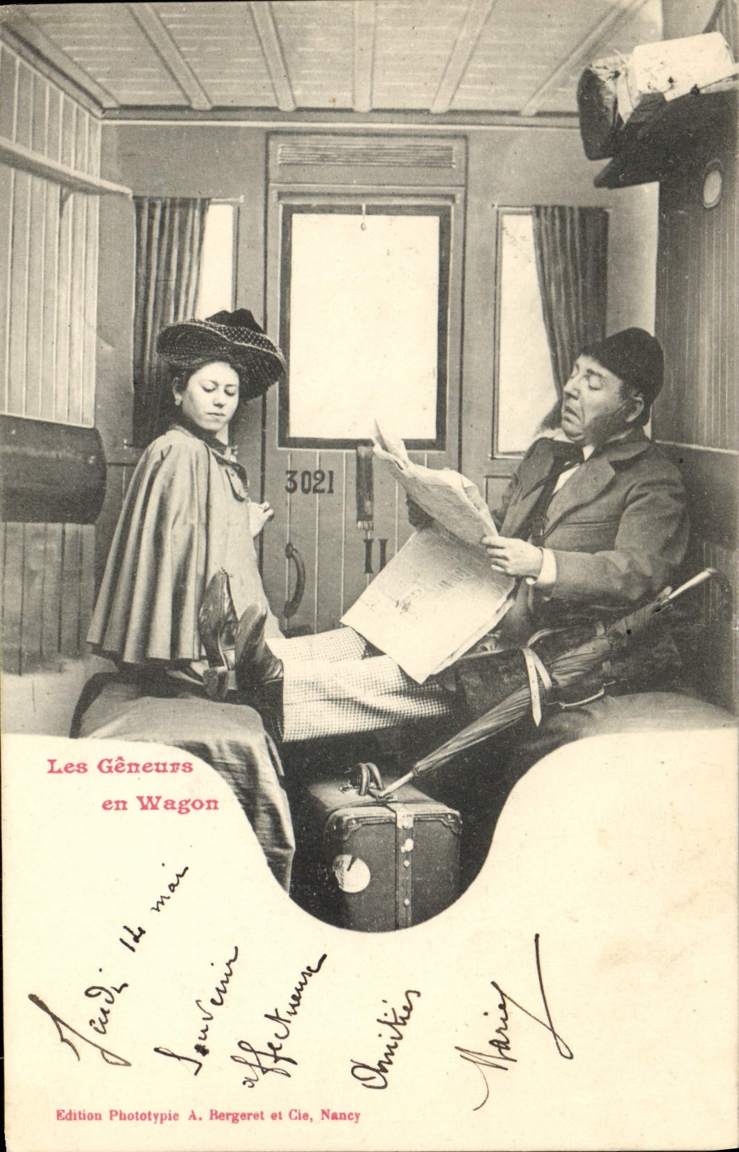 CPA Train Les geneurs en wagon 