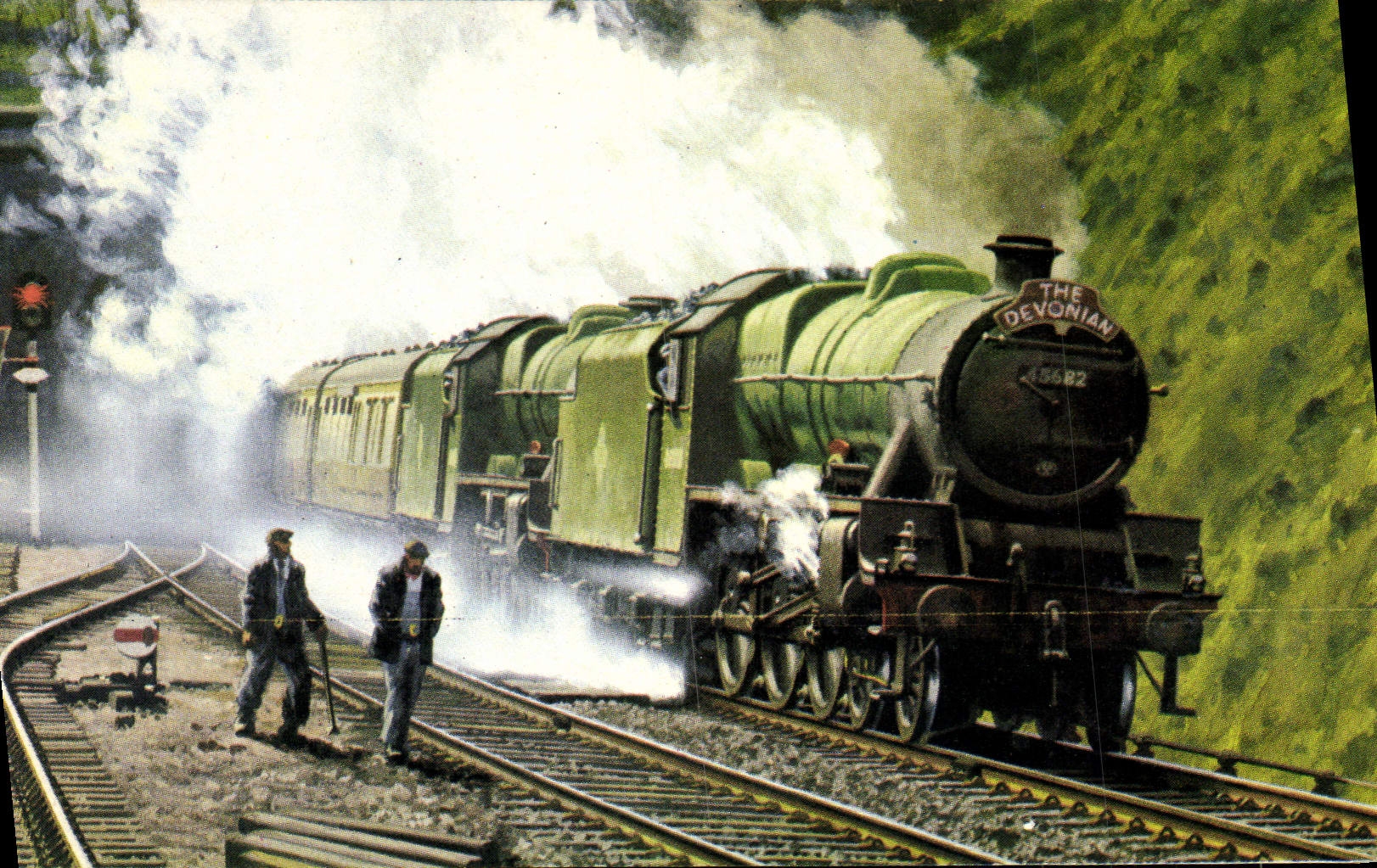 CPA Train Locomotive The Northbound Devonian headed by tw Jubilee 4 6 01 leaves Wickwar tunnel Bristol Gloucester