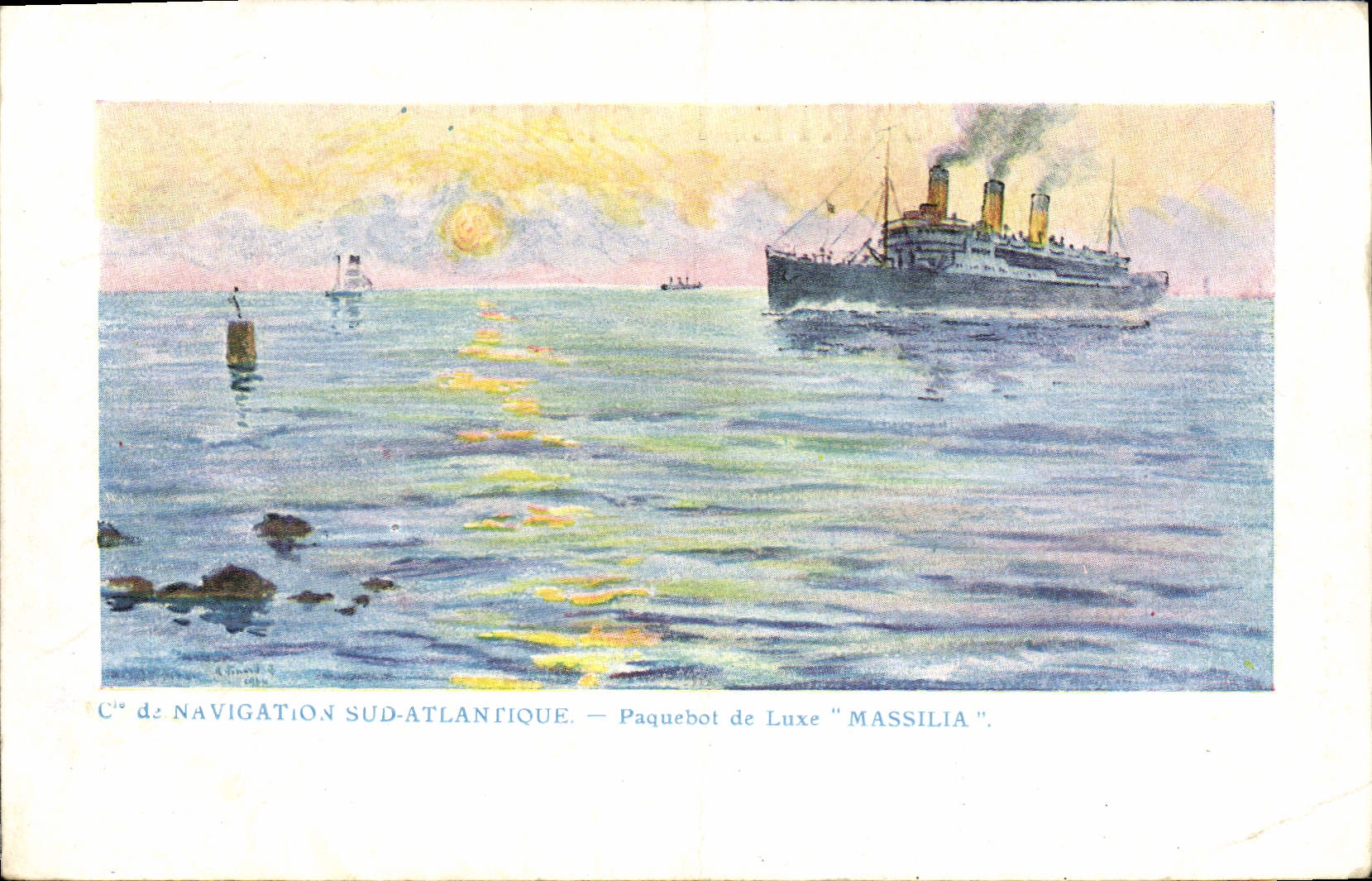 CPA Bateau Cie Navigation Sud Atlantique Paquebot de luxe Massilia