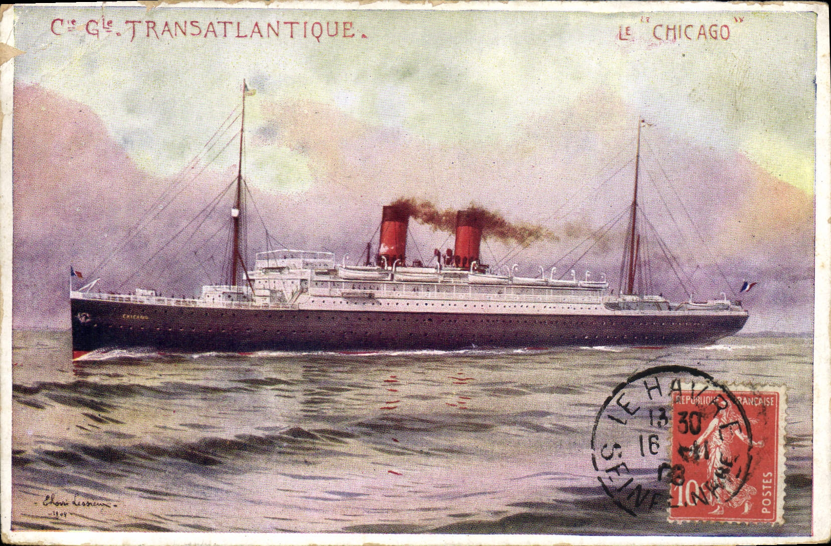 VINTAGE POSTCARD Transatlantic General Boat Co Chicago