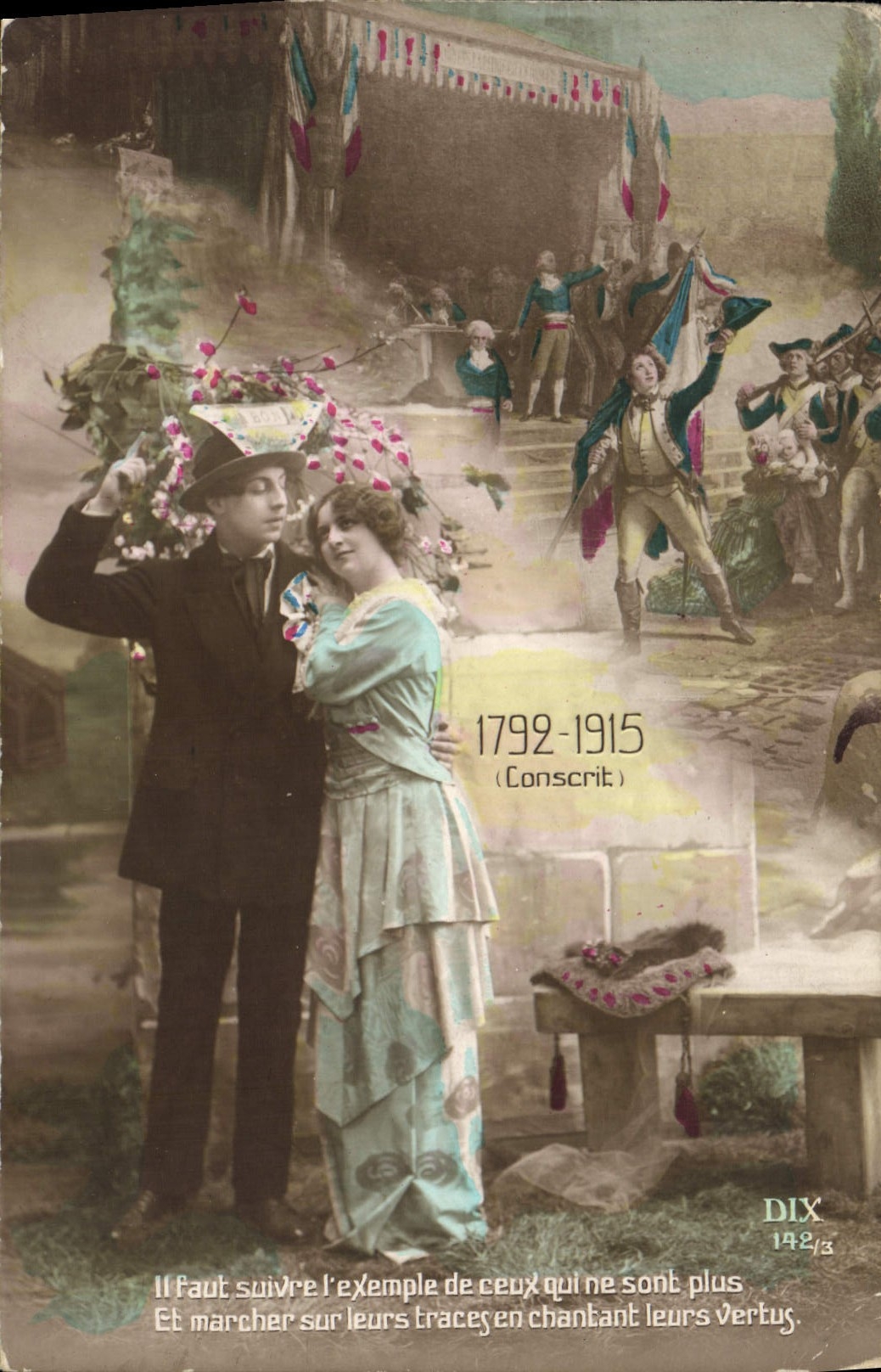 VINTAGE POSTCARD Militaria Woman Soldier 1792 1915