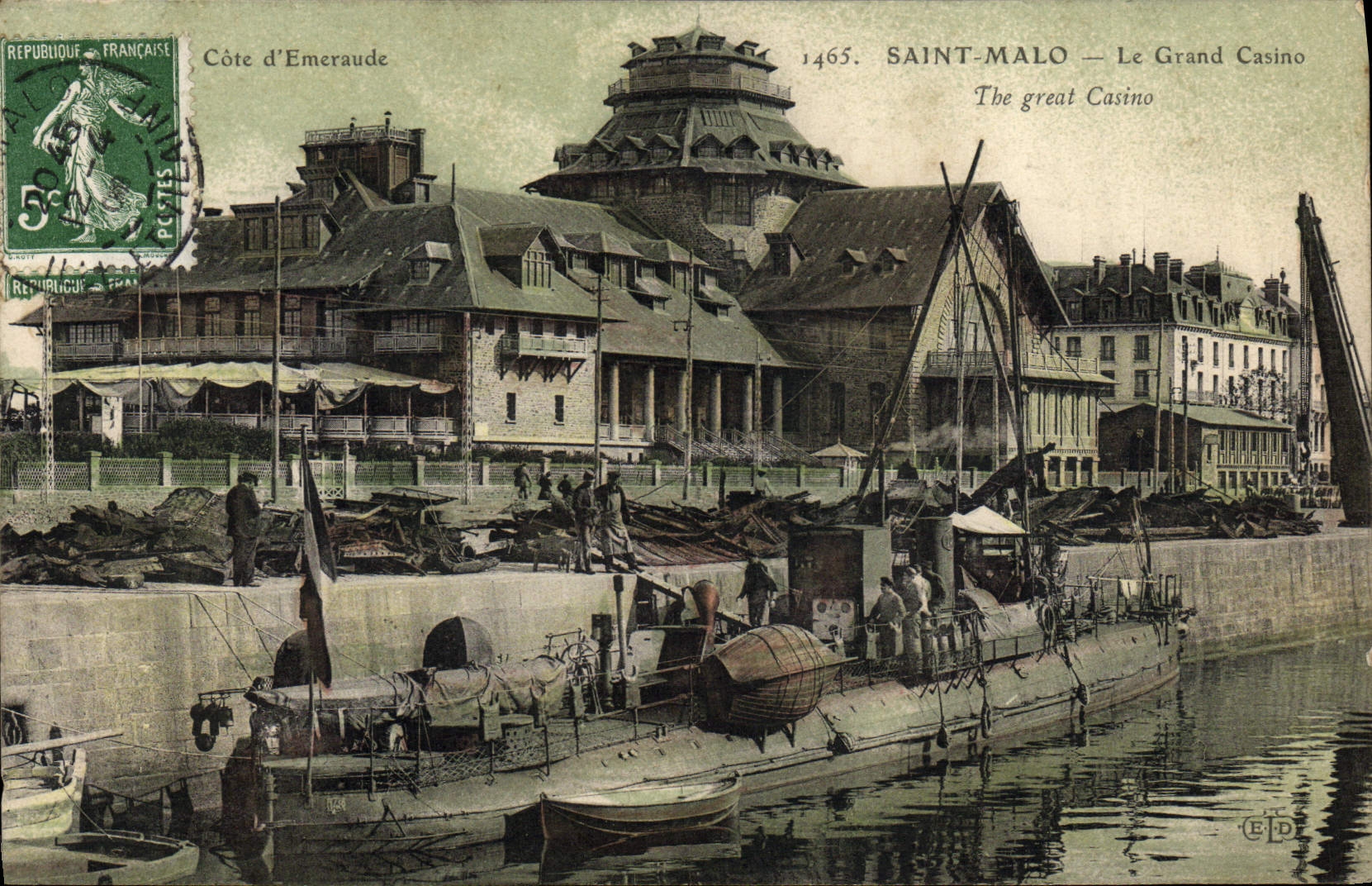 CPA Bateau Guerre Saint Malo Le grand casino