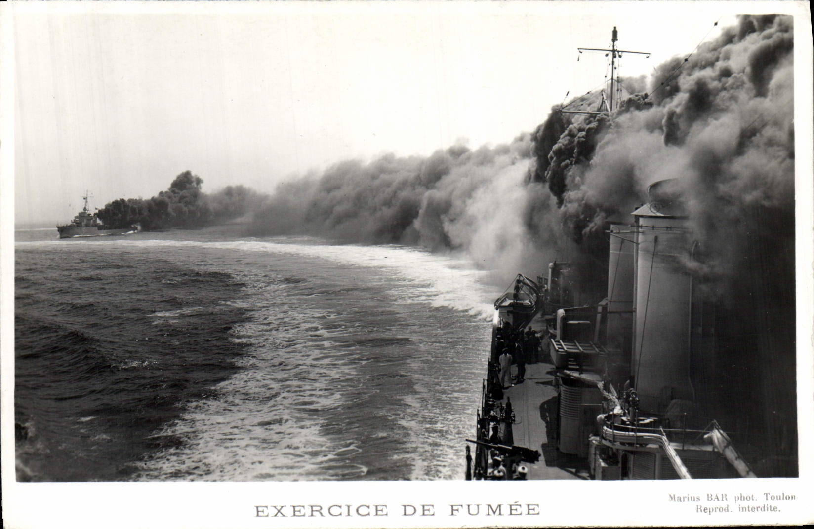 VINTAGE POSTCARD Boat War Exercise of smoke