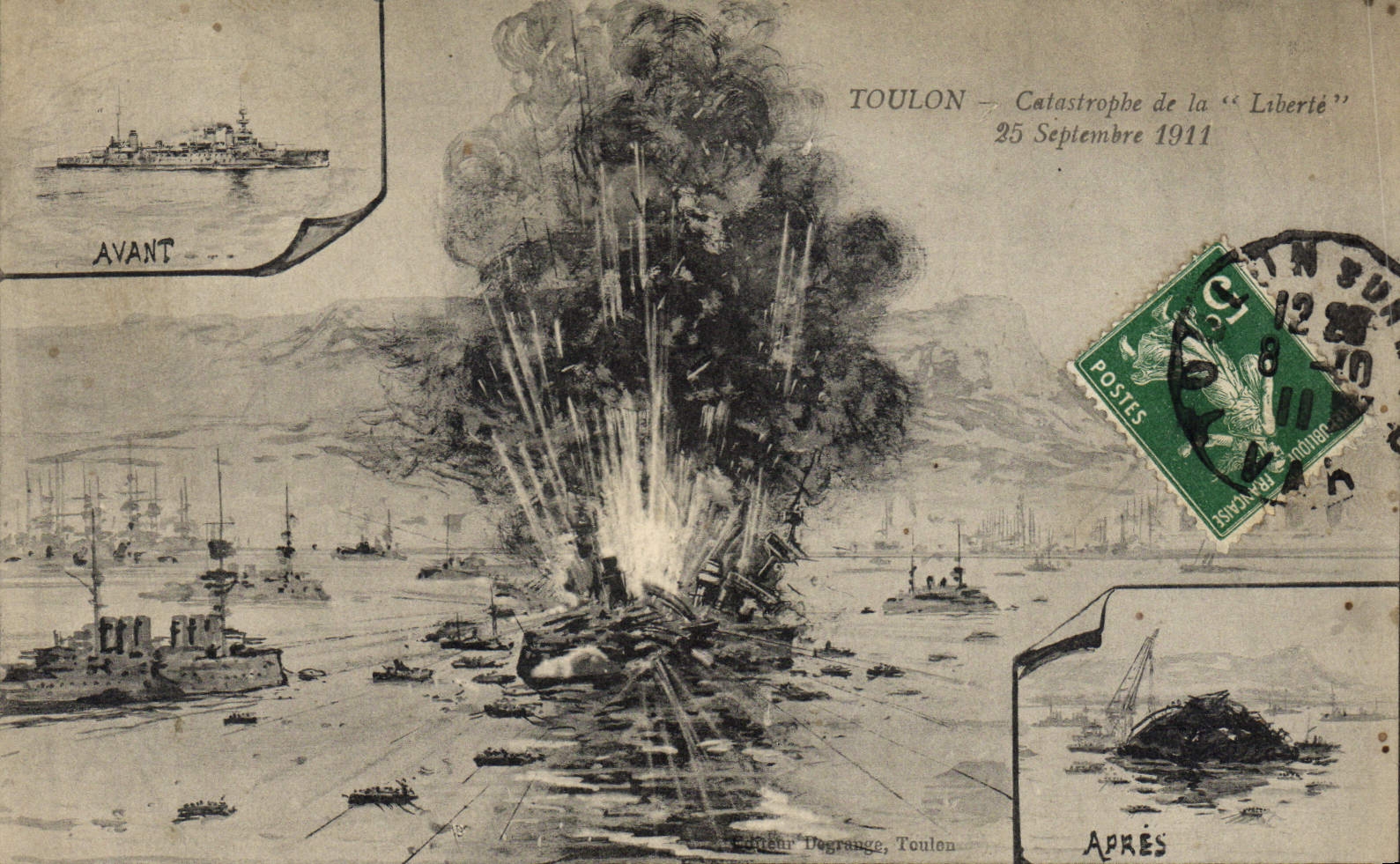 CPA Bateau Guerre Toulon Catastrophe de la Liberte 