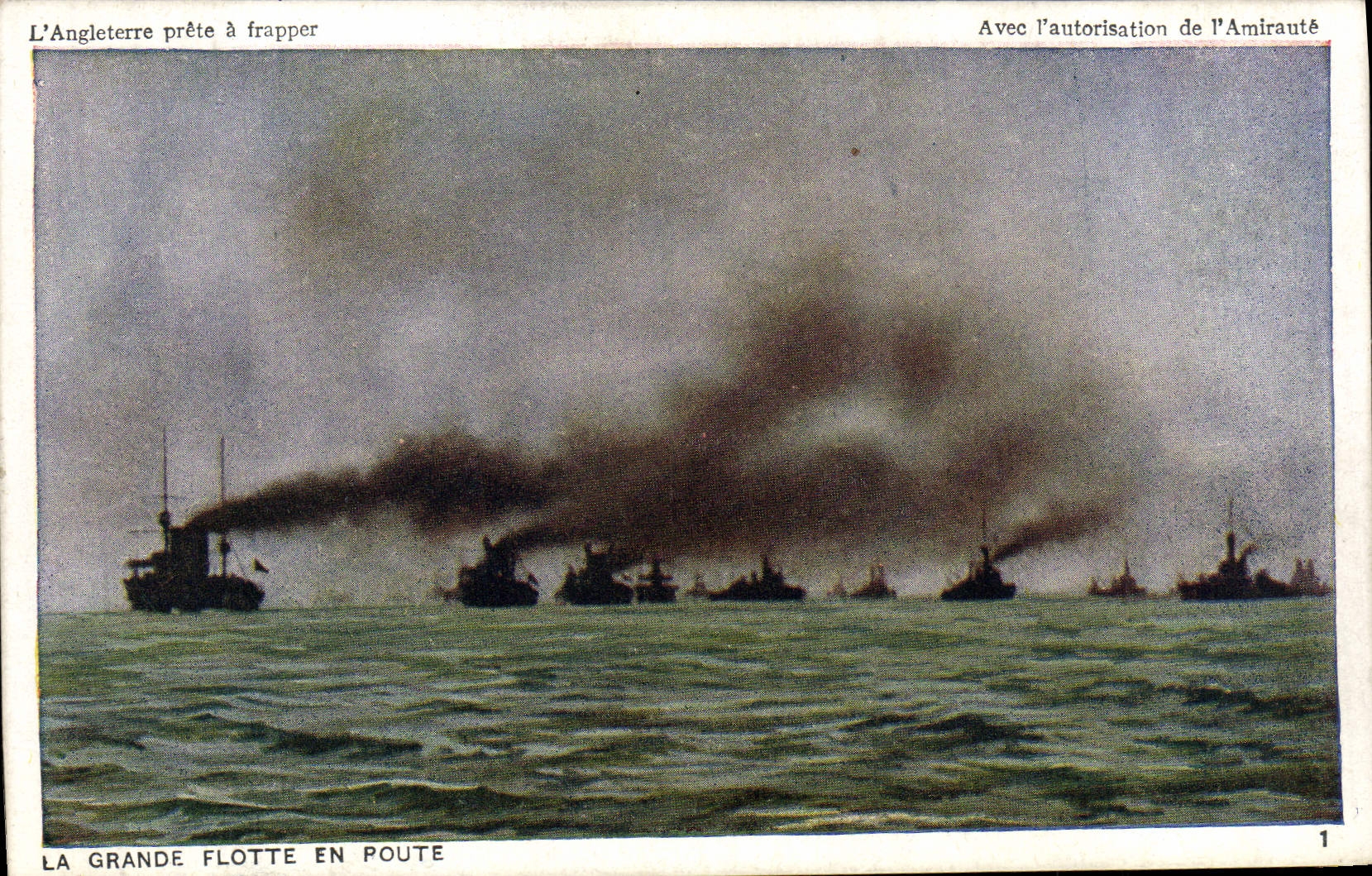 VINTAGE POSTCARD Boat War the large fleet on the way